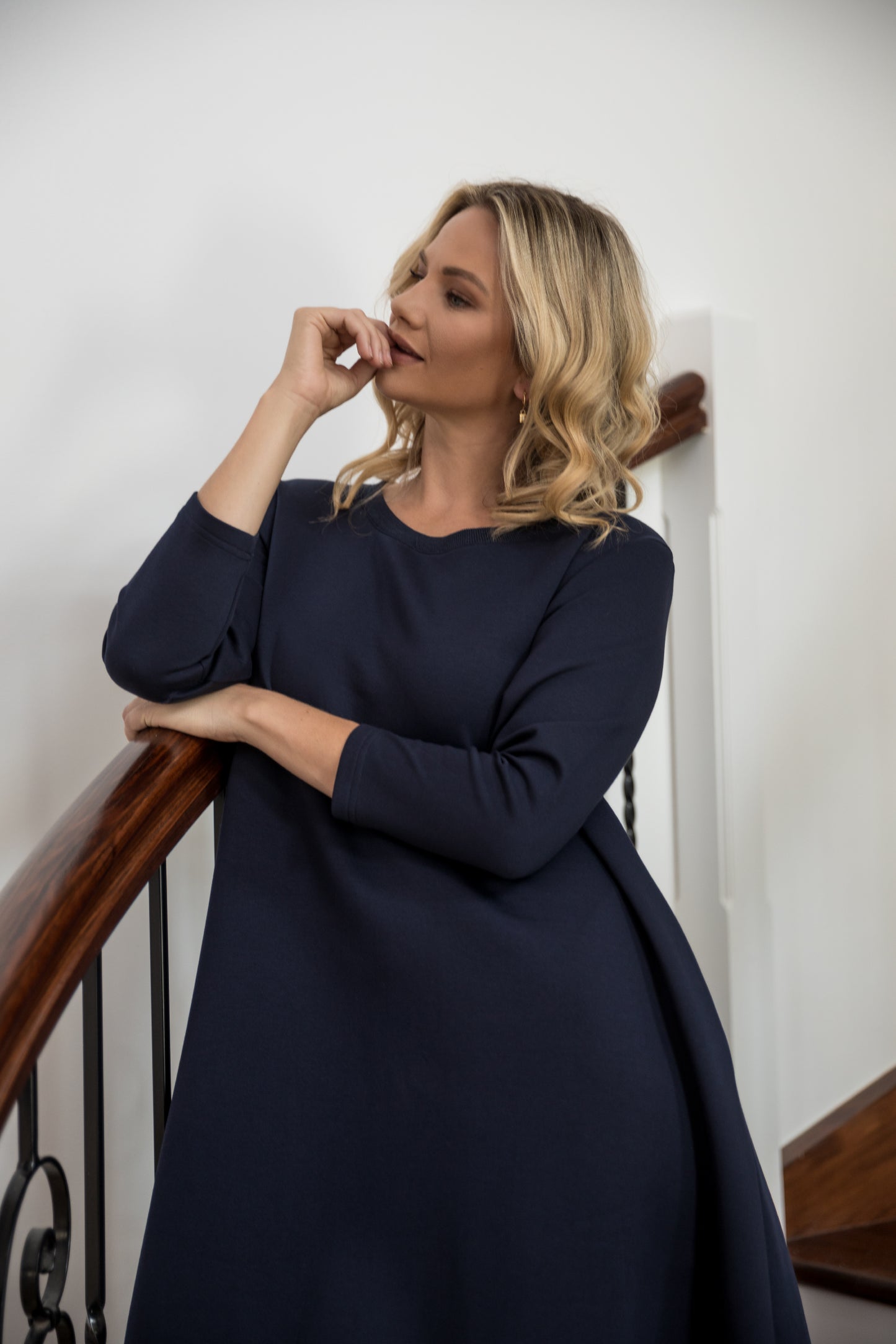 Luxe Cosy Dress in Midnight Navy