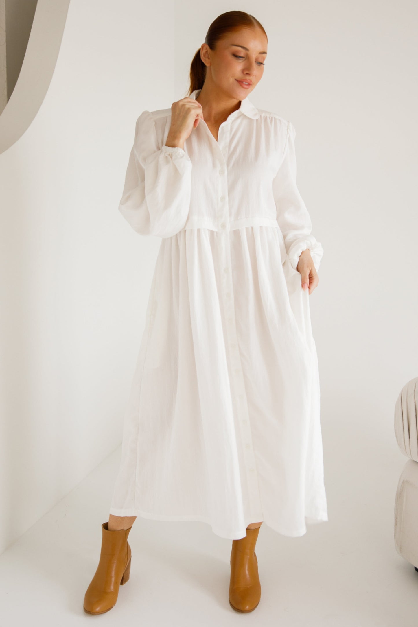 LYLA Lyocell Midi/Maxi Dress | White | FINAL SALE