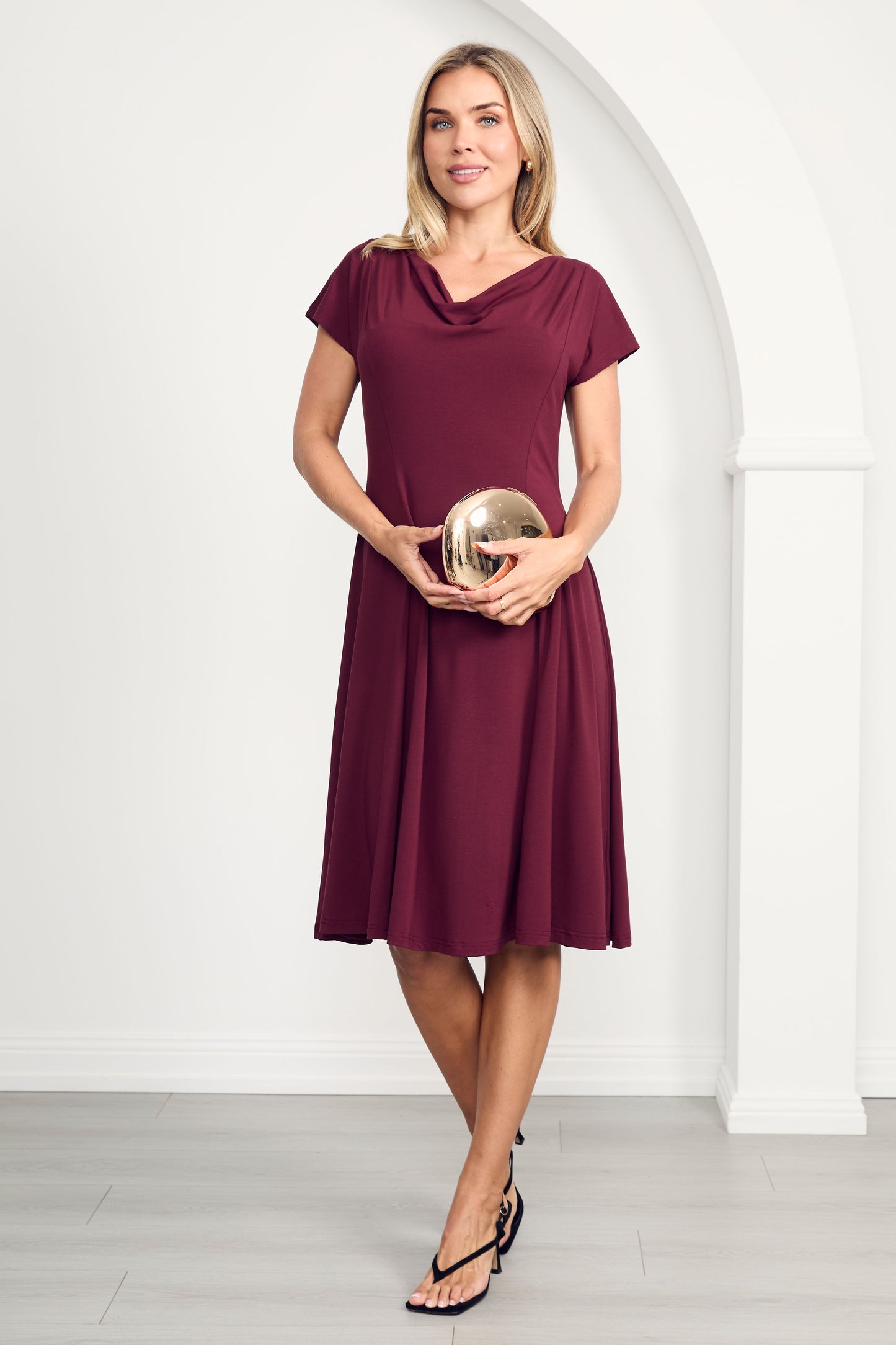 MAEVE Bamboo Cap Sleeve Classic Length Dress | Cranberry
