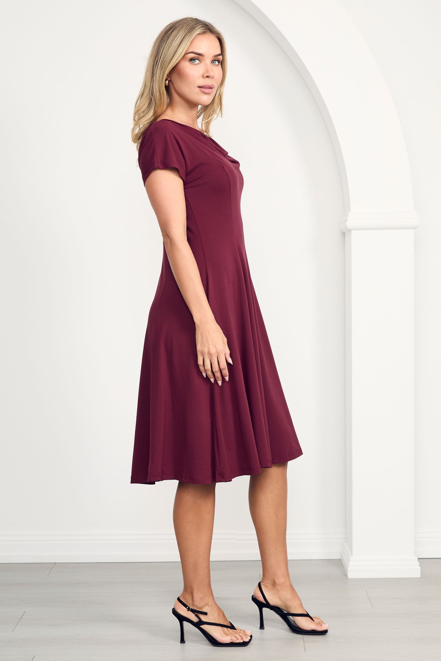 MAEVE Bamboo Cap Sleeve Classic Length Dress | Cranberry