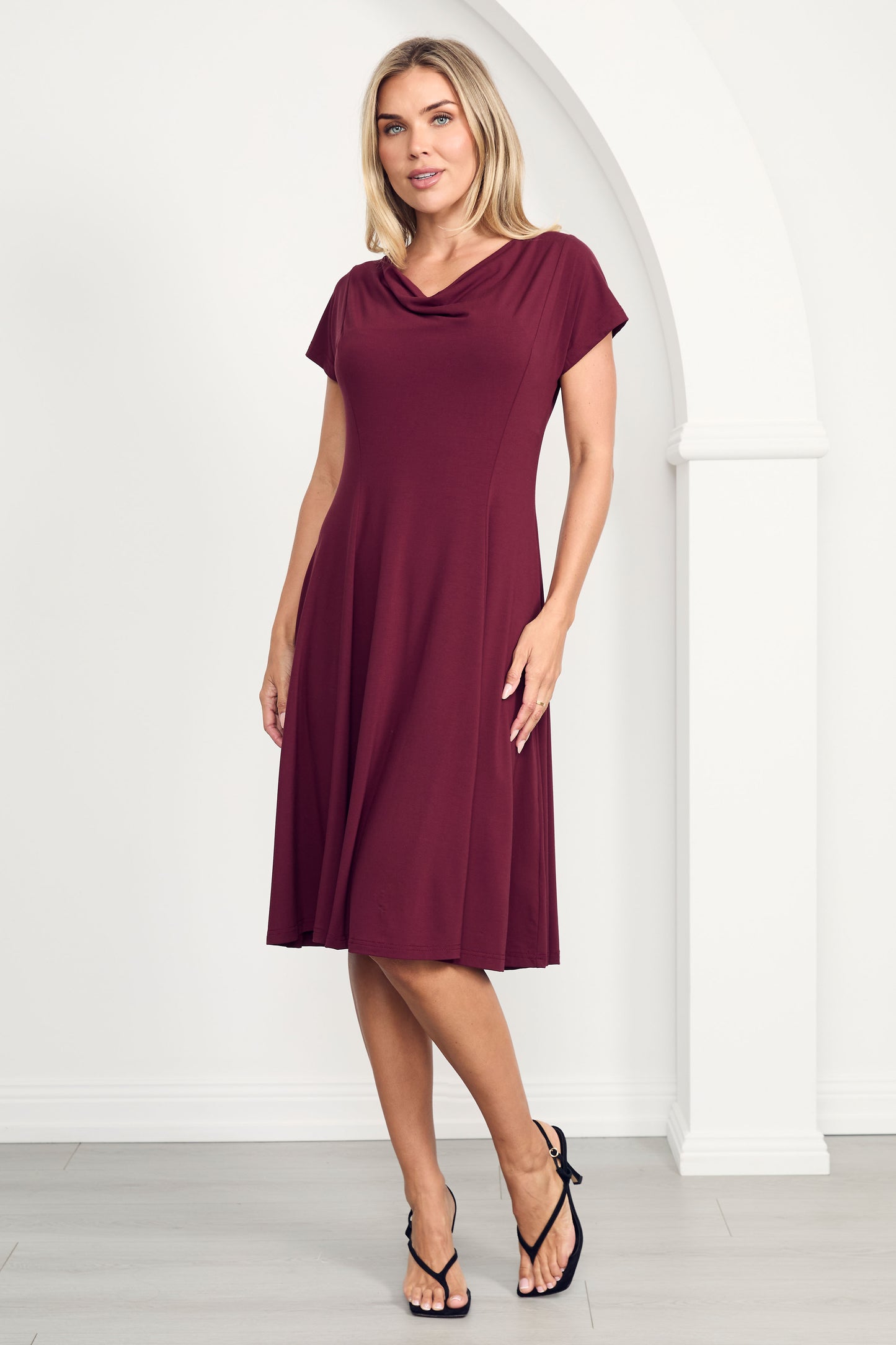 MAEVE Bamboo Cap Sleeve Classic Length Dress | Cranberry