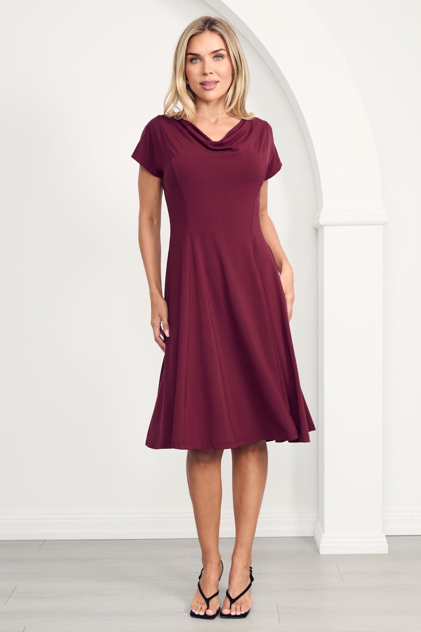 MAEVE Bamboo Cap Sleeve Classic Length Dress | Cranberry