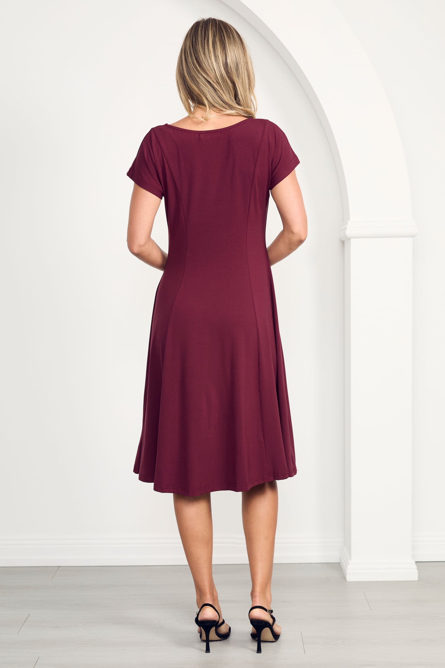 MAEVE Bamboo Cap Sleeve Classic Length Dress | Cranberry