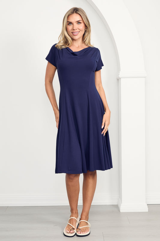 MAEVE Bamboo Cap Sleeve Classic Length Dress | Navy