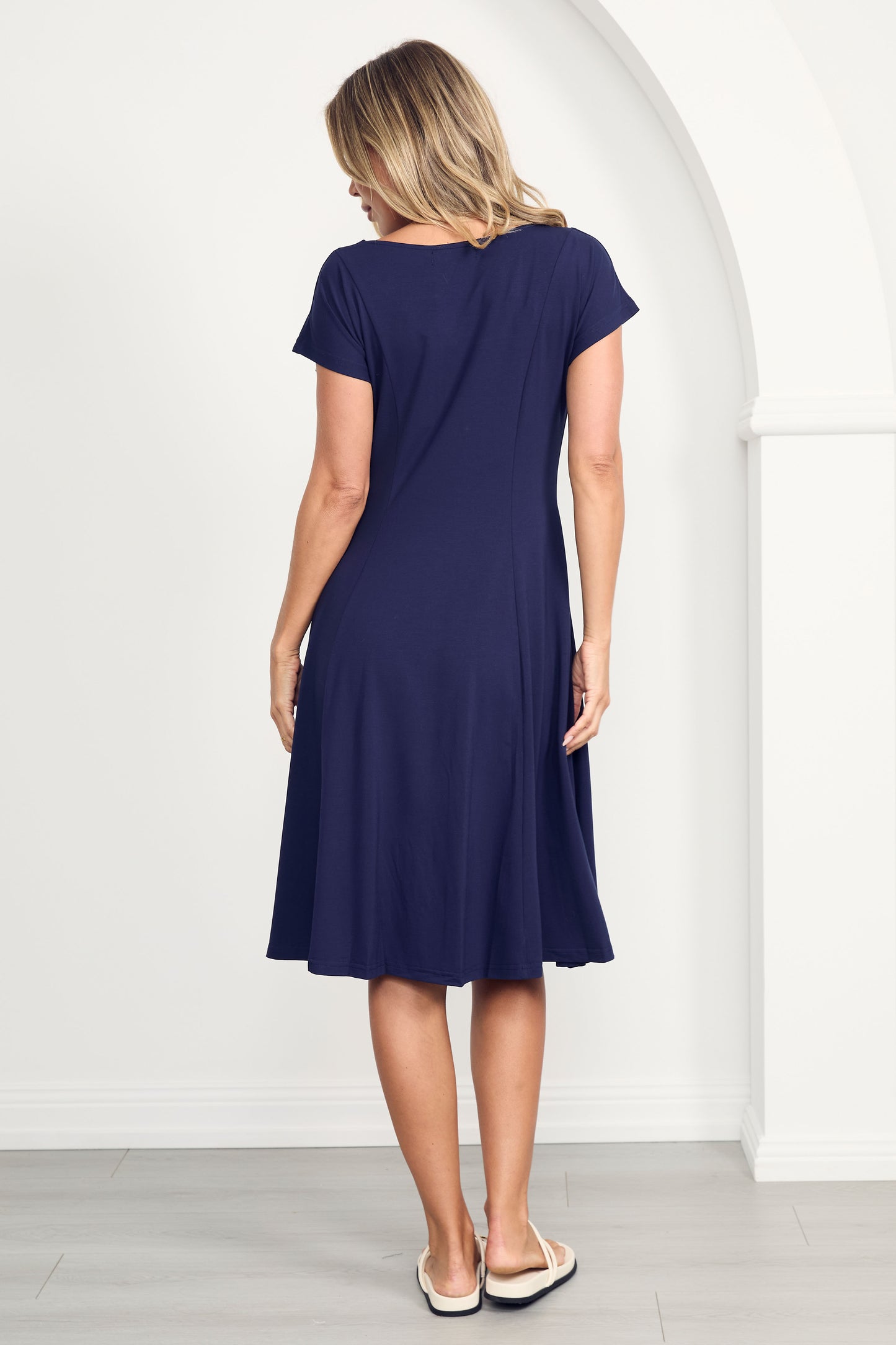 MAEVE Bamboo Cap Sleeve Classic Length Dress | Navy