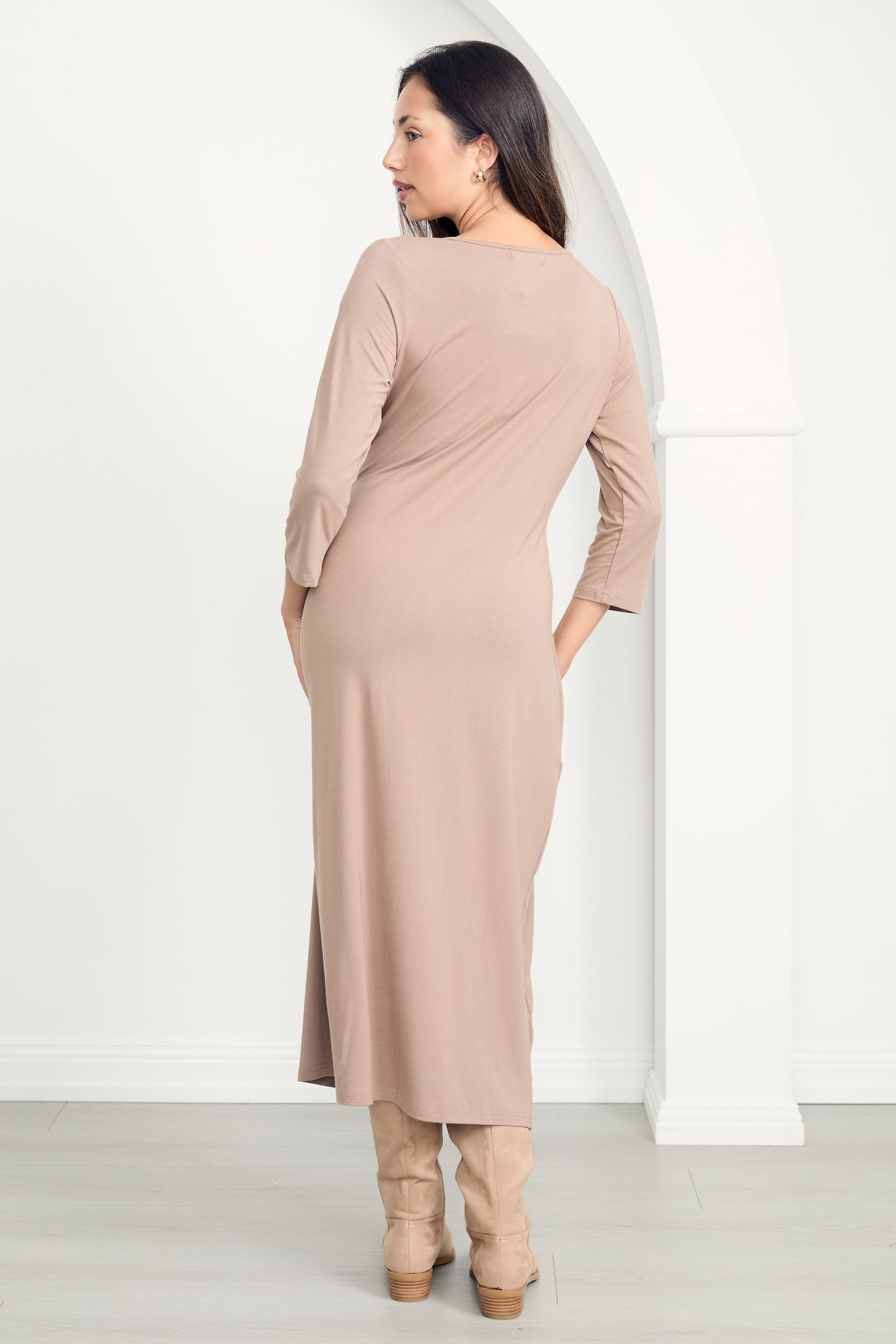 MALLORY Bamboo Demi Sleeve Midi Dress | Oat