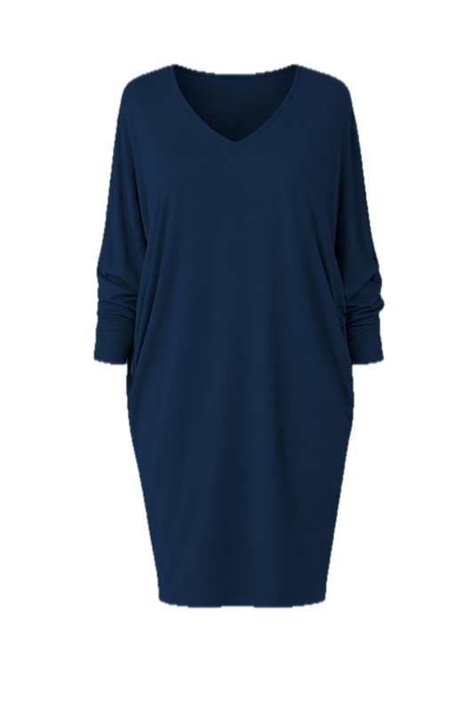 MIRACLE Bamboo Mid Sleeve Classic Length Dress | Navy