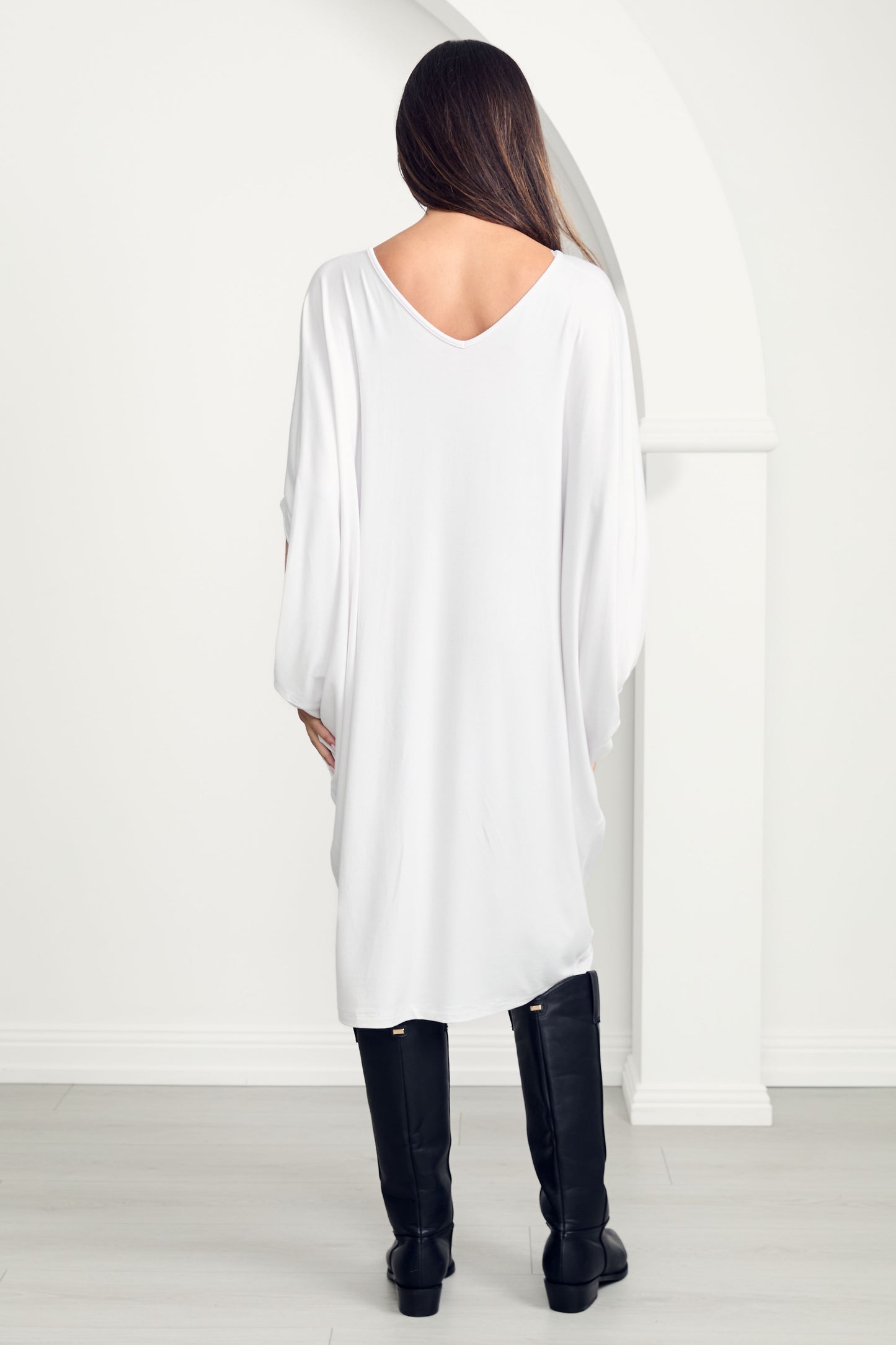 MIRACLE Bamboo Short Sleeve Classic Length Dress | White