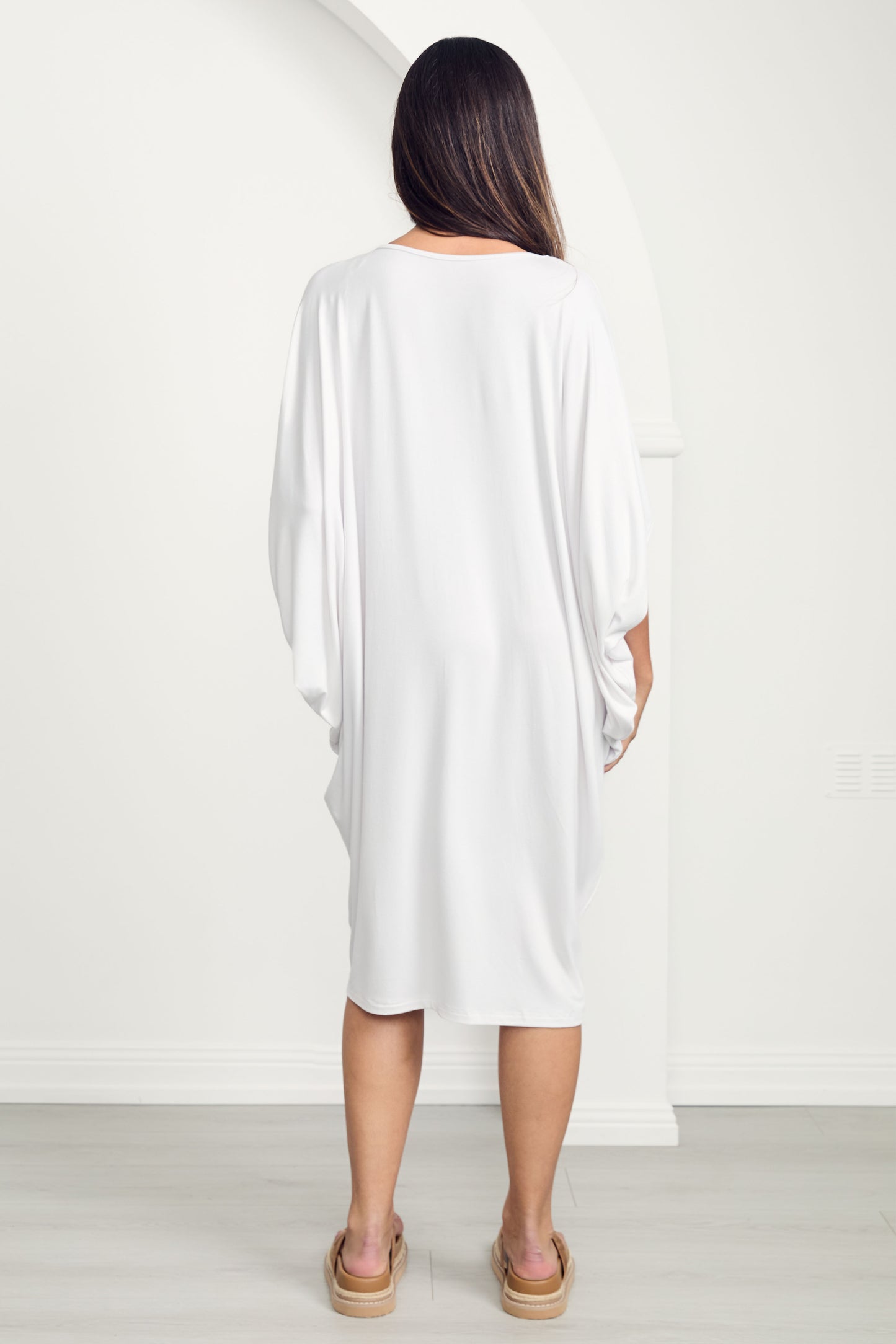 MIRACLE Bamboo Short Sleeve Classic Length Dress | White