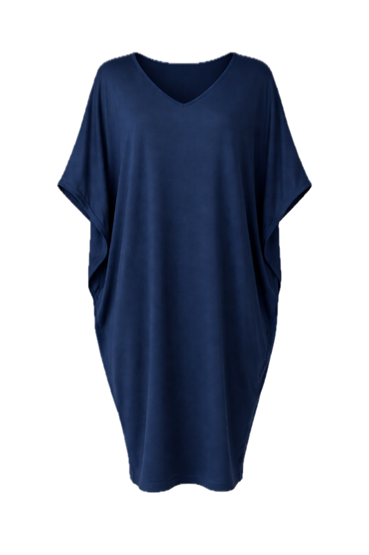 MIRACLE Bamboo Short Sleeve Classic Length Dress | Navy