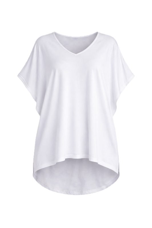 MIRACLE Bamboo Short Sleeve Hi Lo Top | White