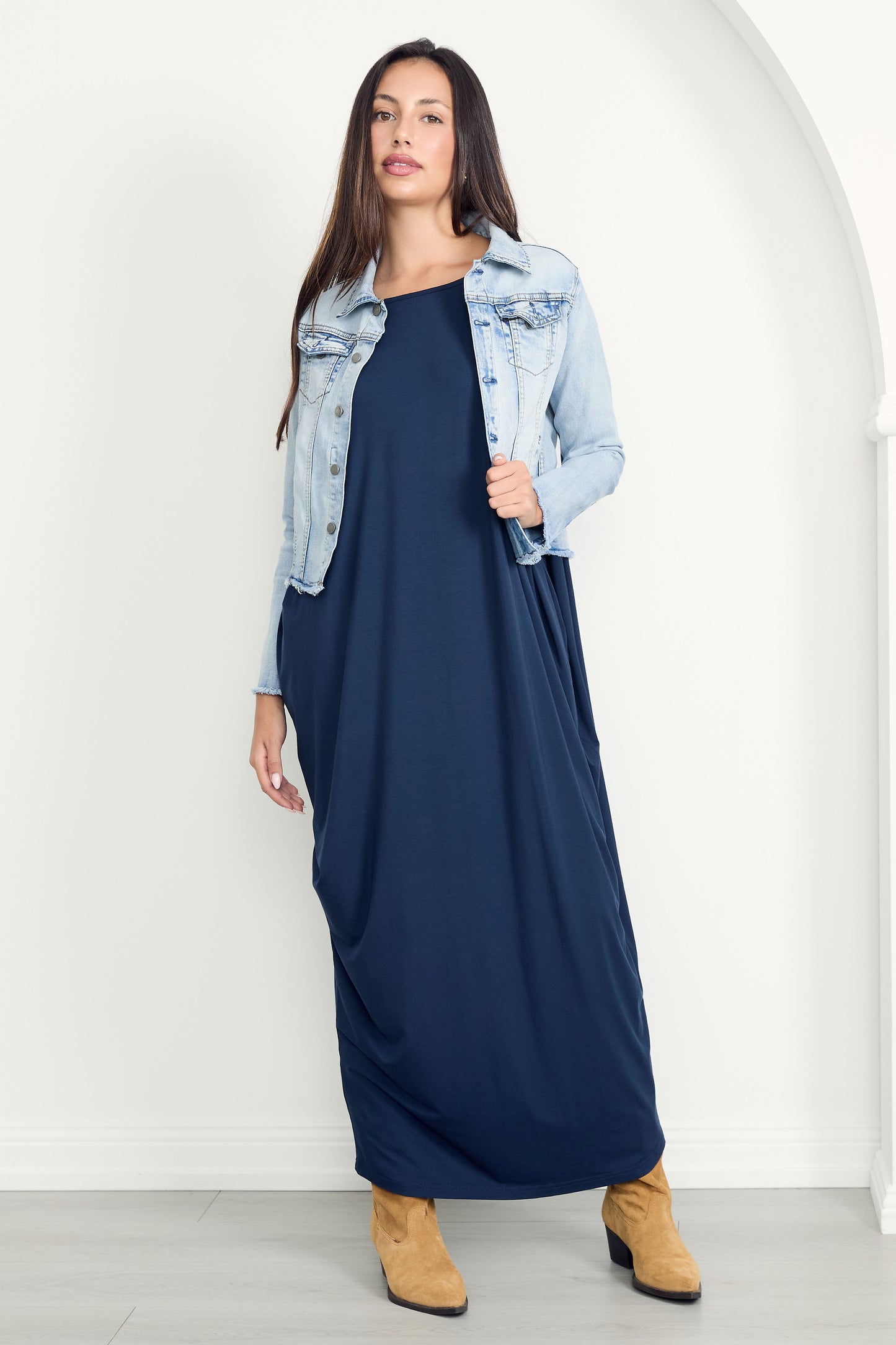 MIRACLE Bamboo Short Sleeve Maxi Dress | Navy
