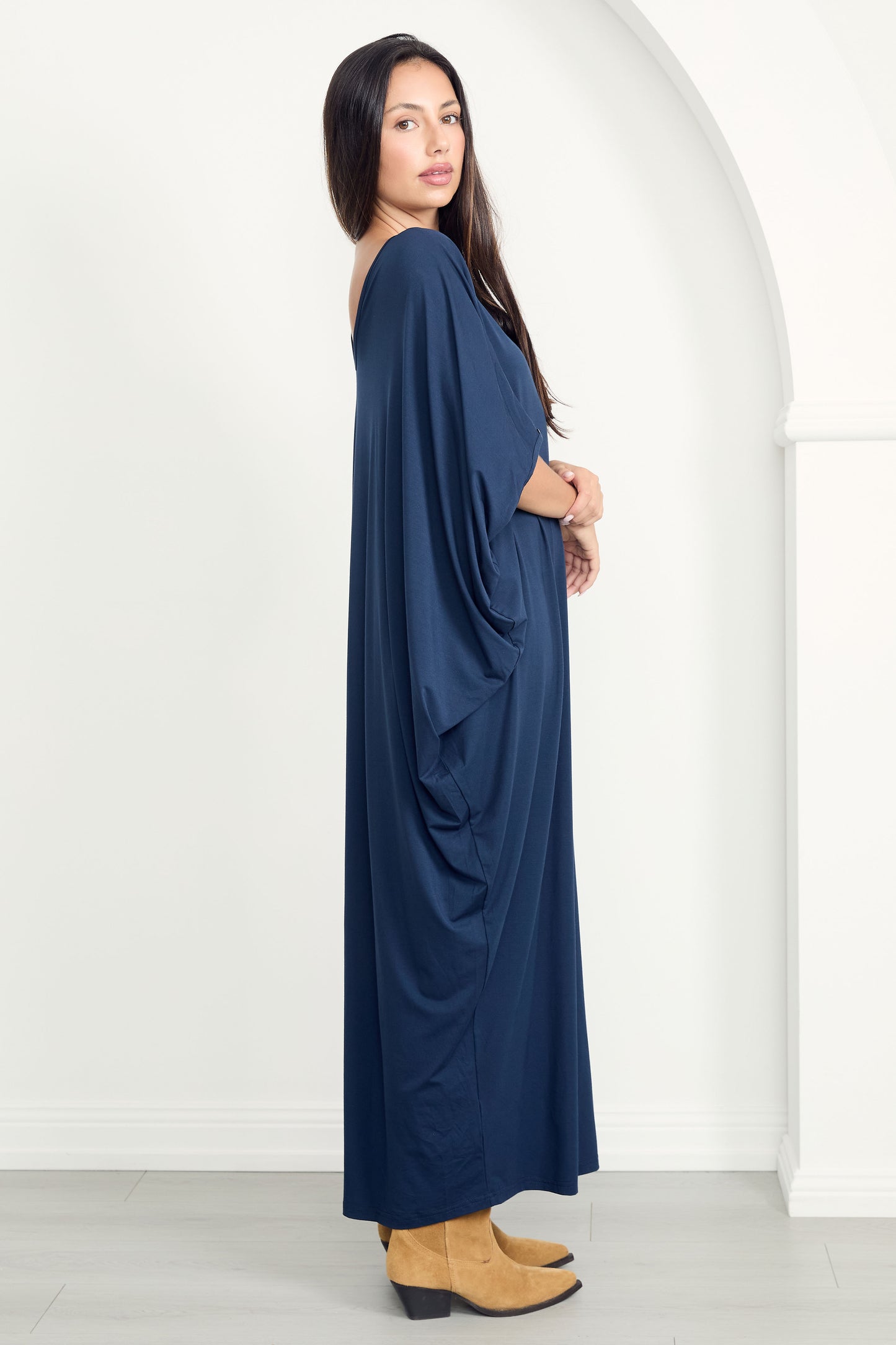 MIRACLE Bamboo Short Sleeve Maxi Dress | Navy
