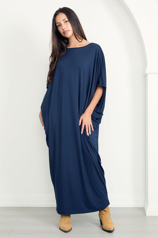 MIRACLE Bamboo Short Sleeve Maxi Dress | Navy