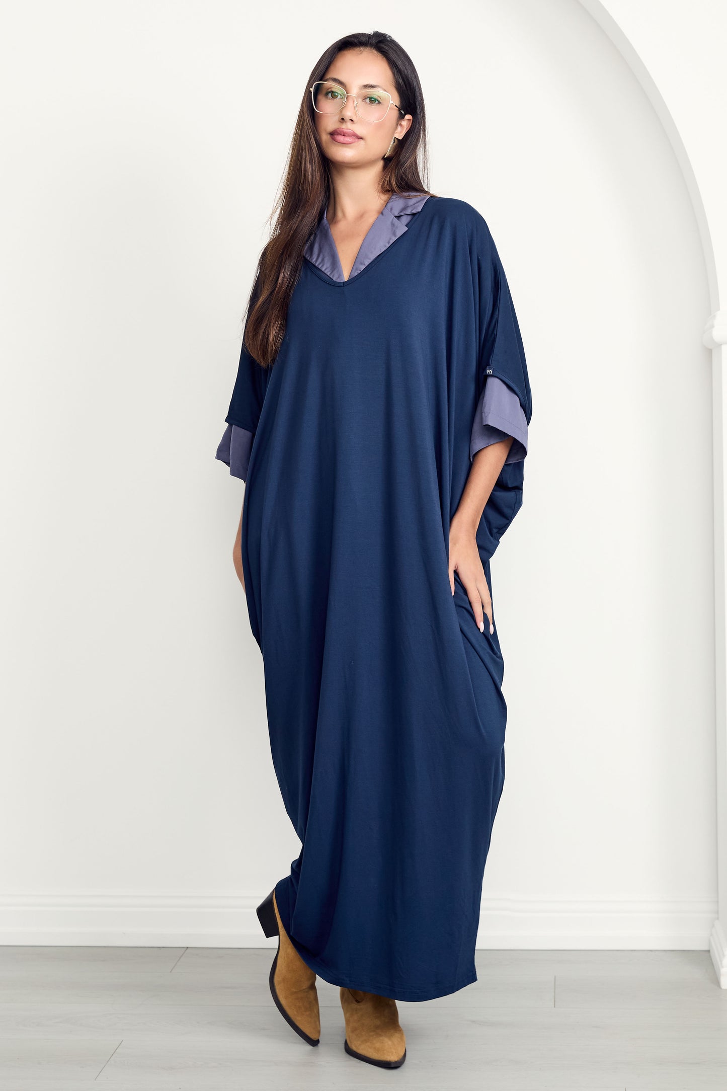 MIRACLE Bamboo Short Sleeve Maxi Dress | Navy