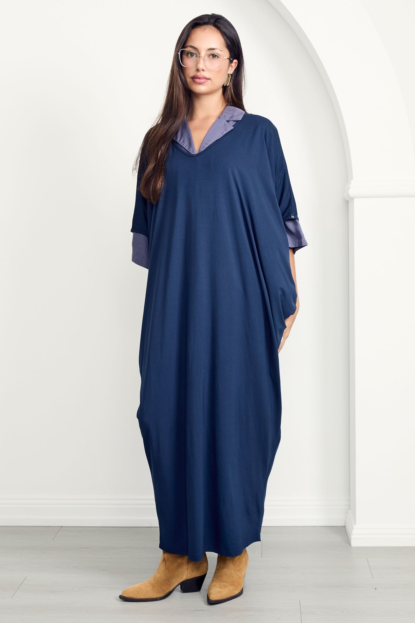 MIRACLE Bamboo Short Sleeve Maxi Dress | Navy