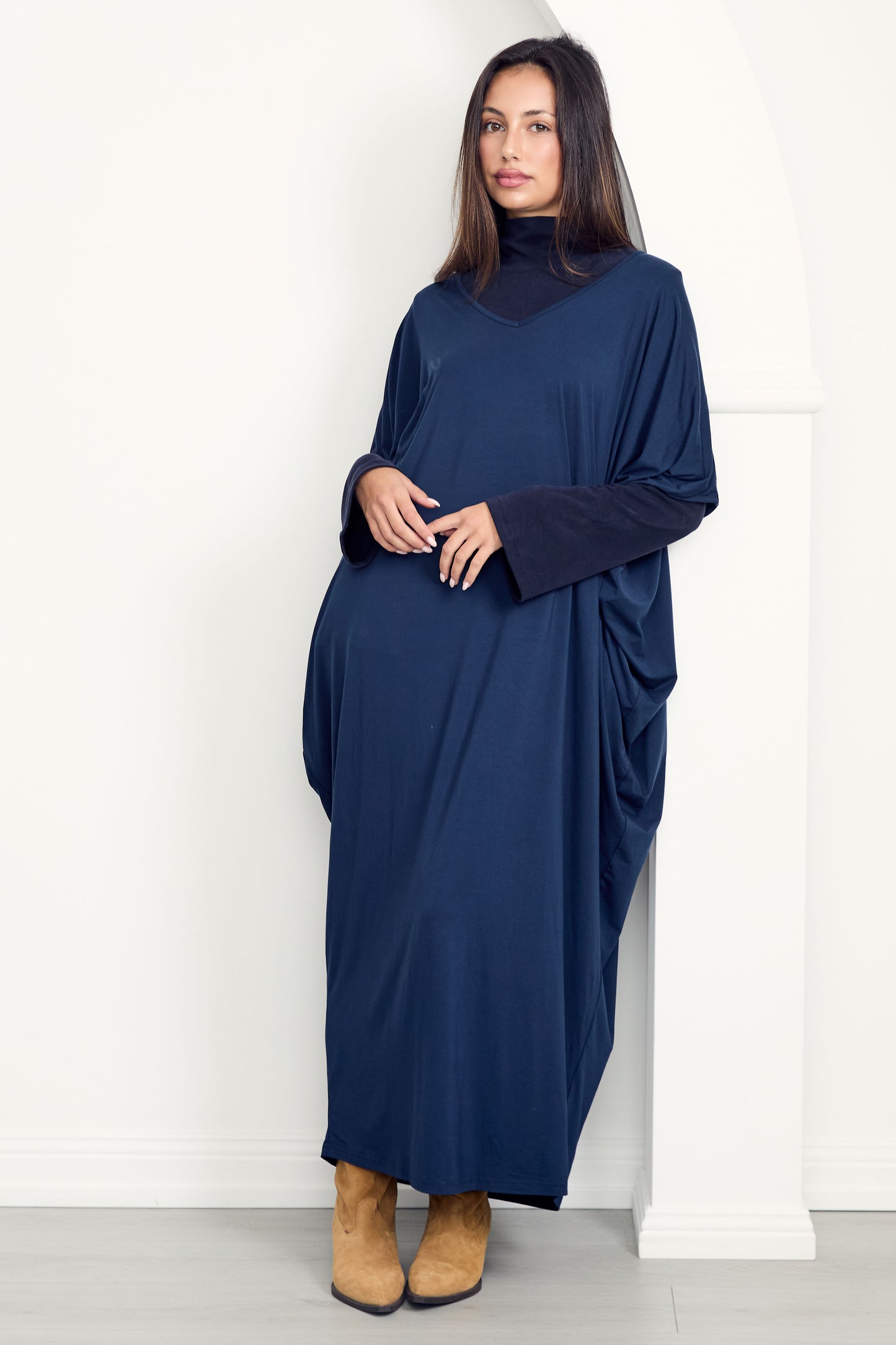 MIRACLE Bamboo Short Sleeve Maxi Dress | Navy