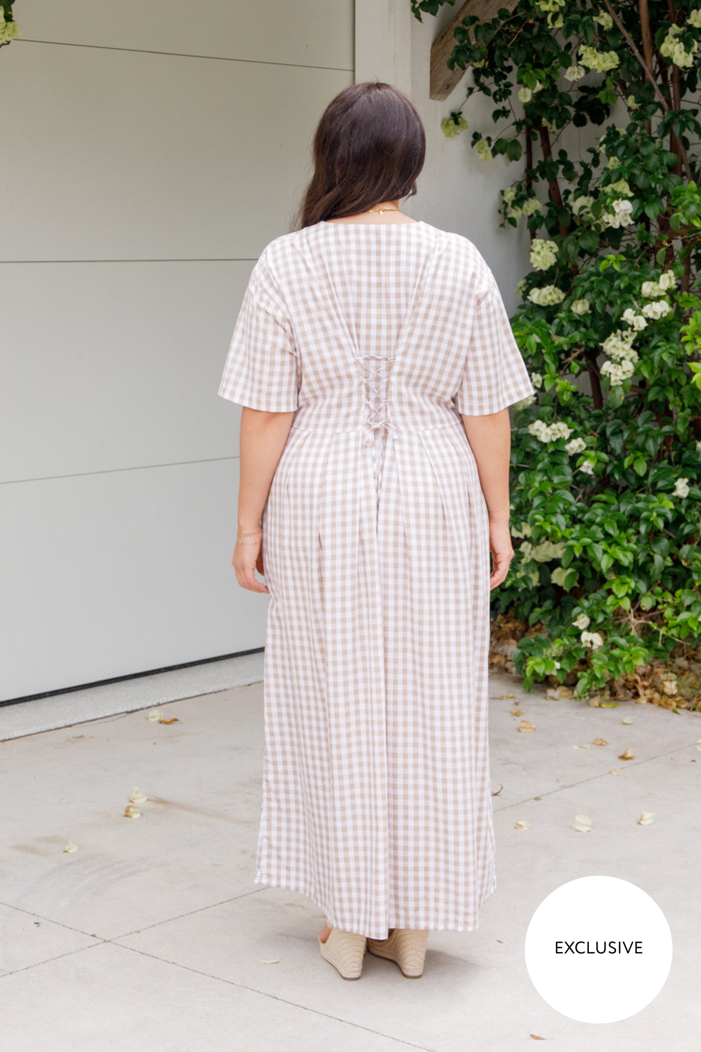 Maia Dress | Beige Gingham