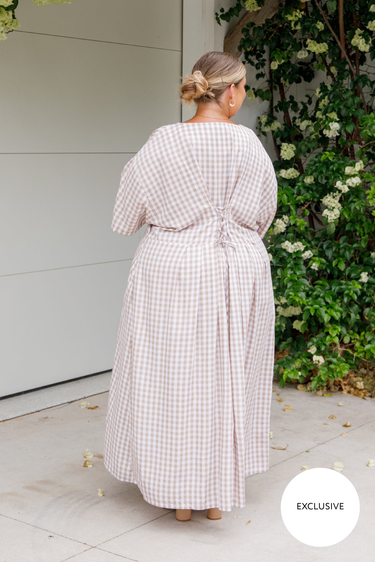 Maia Dress | Beige Gingham