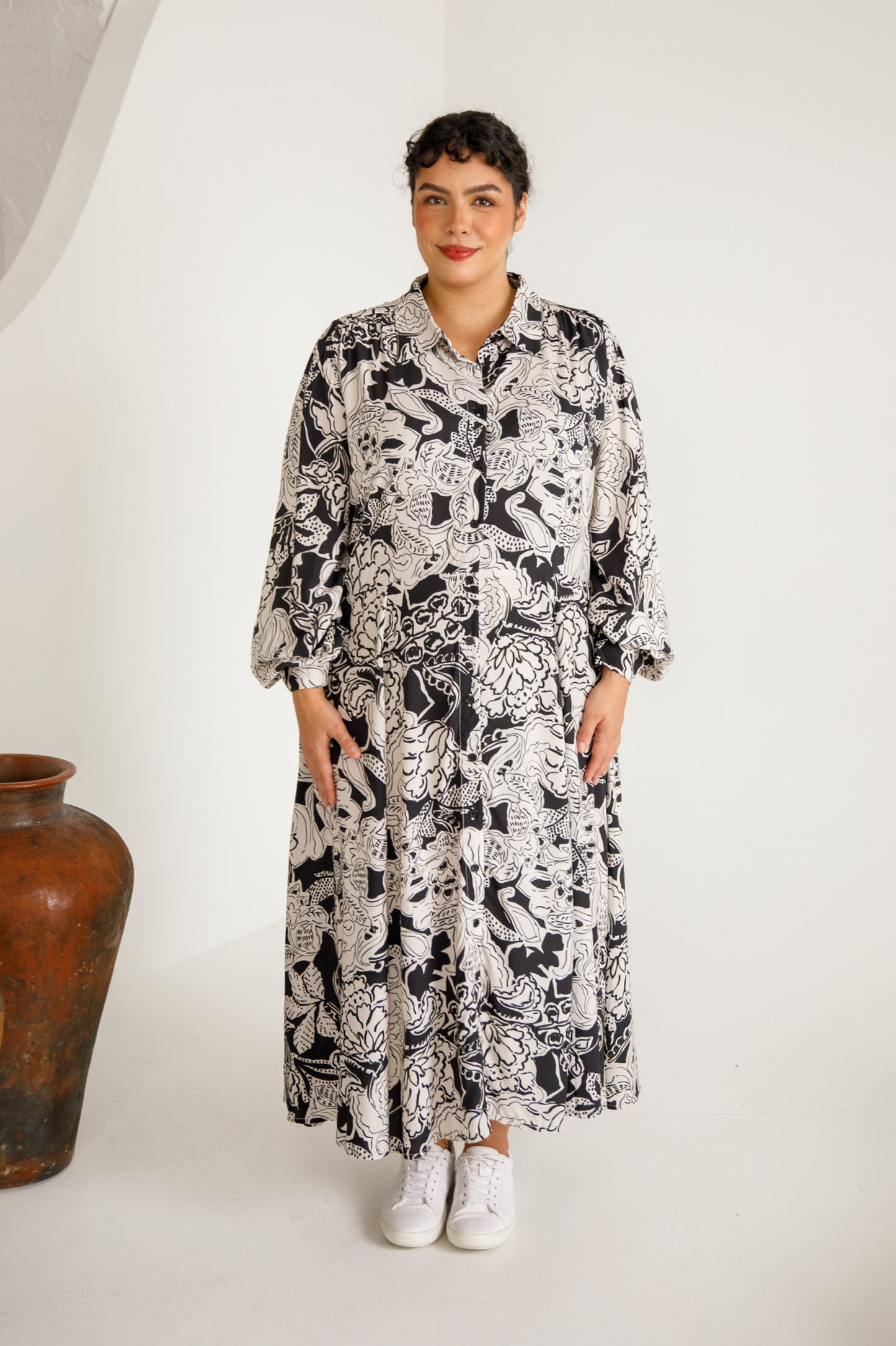 Margot Shirt Dress | Flora Noir
