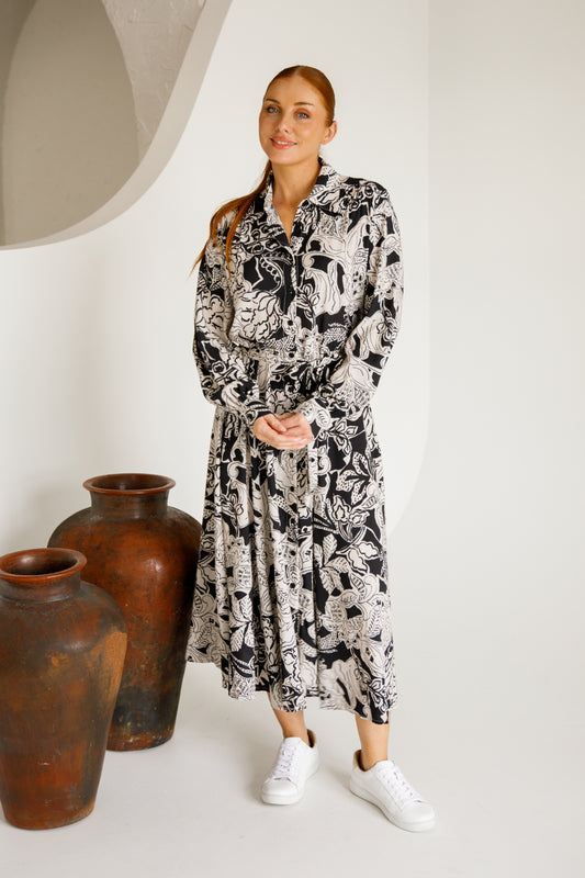 Margot Shirt Dress | Flora Noir
