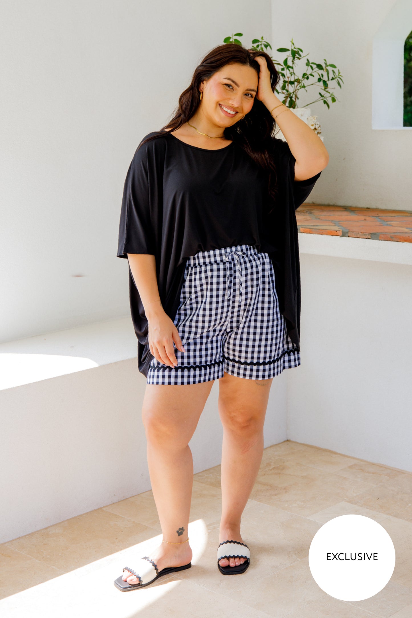 Milan Shorts | Black Gingham