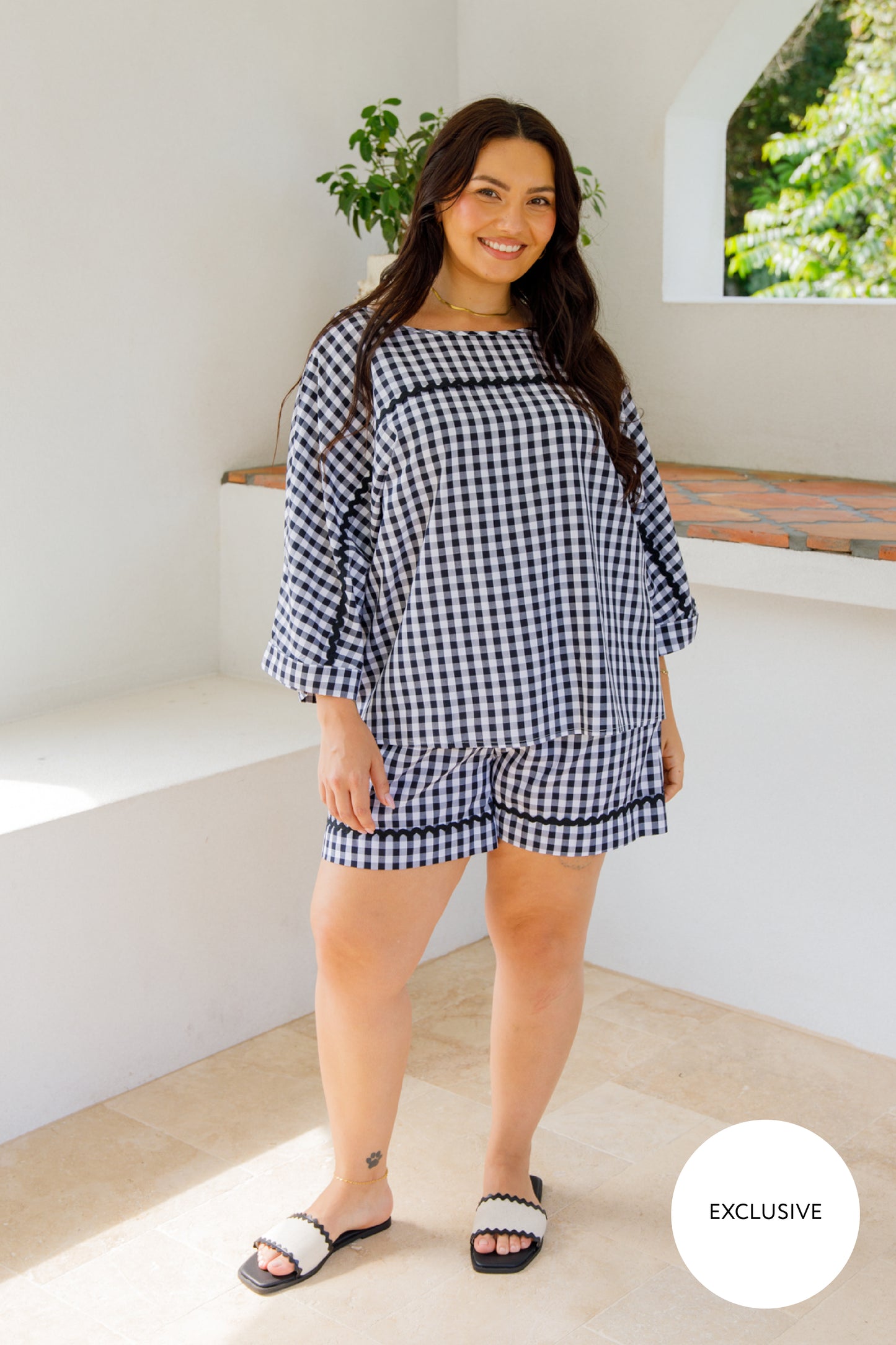 Milan Top | Black Gingham