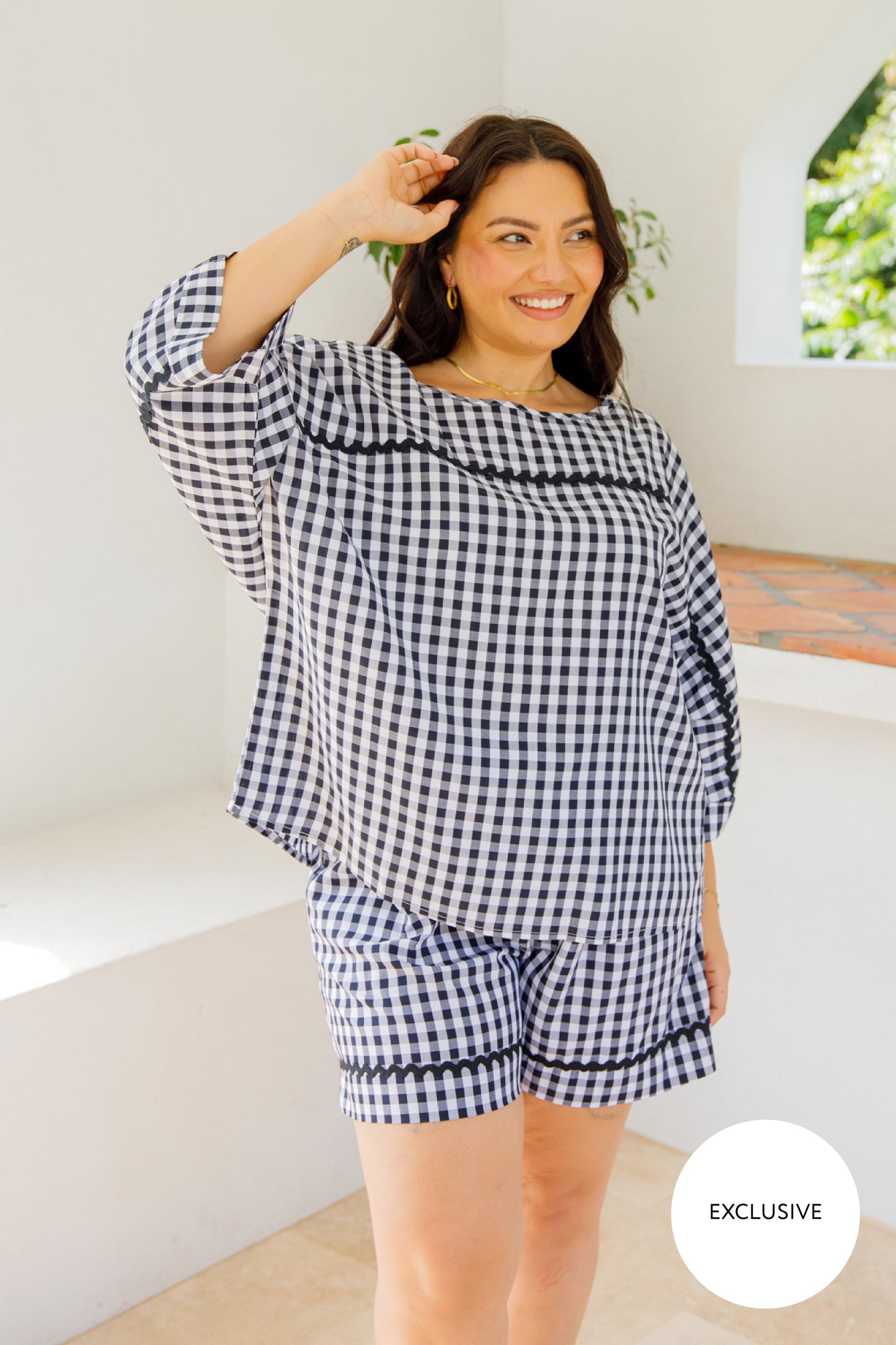 Milan Top | Black Gingham