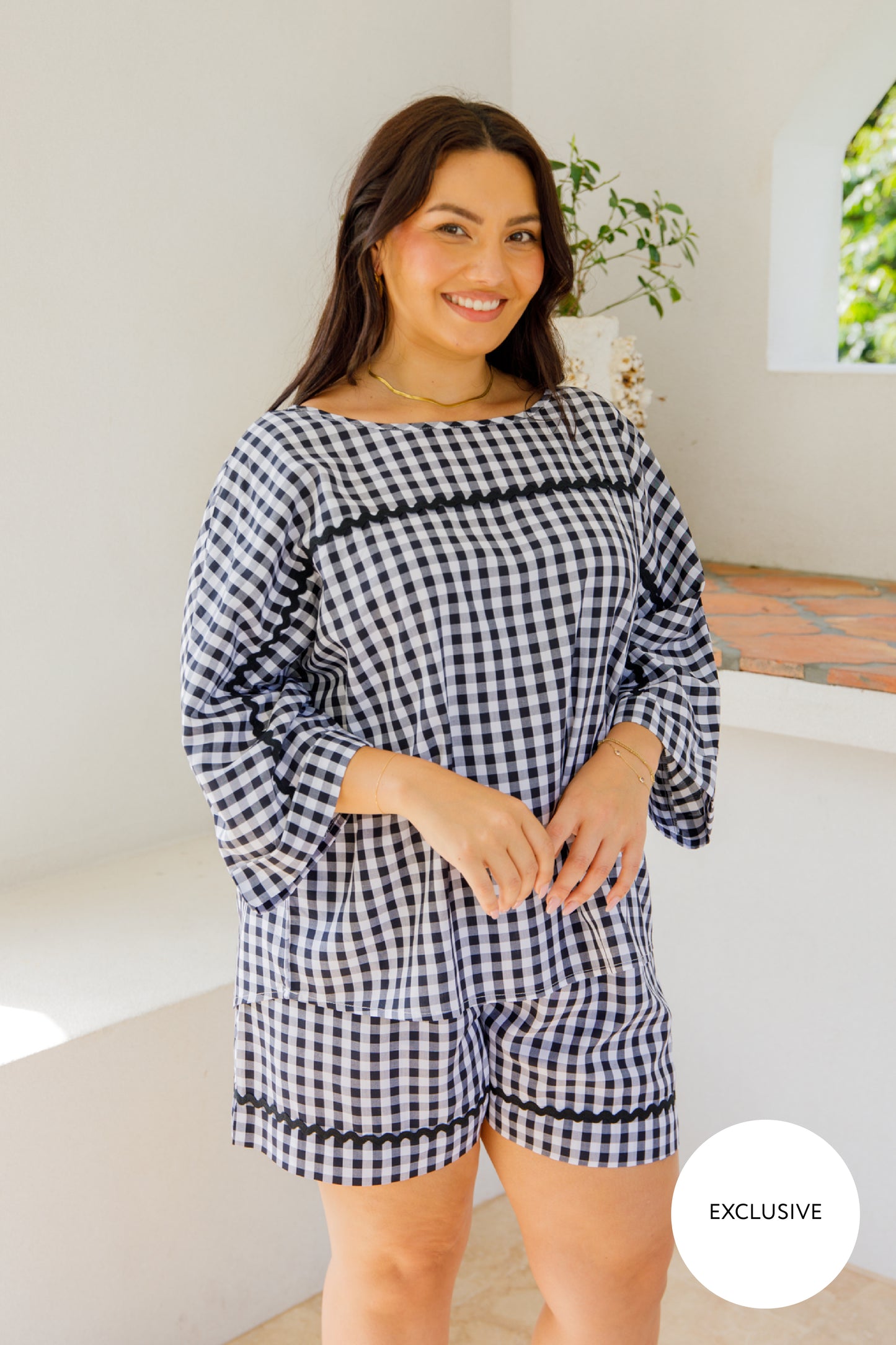 Milan Top | Black Gingham