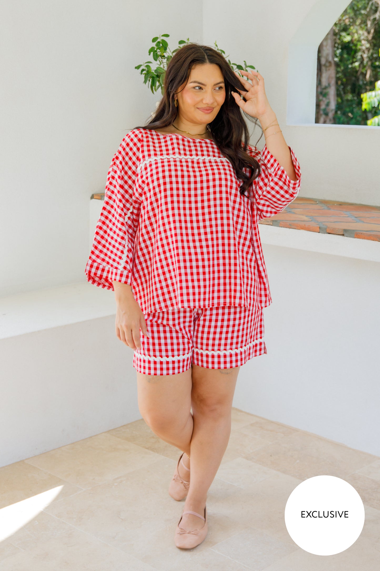 Milan Top | Red Gingham