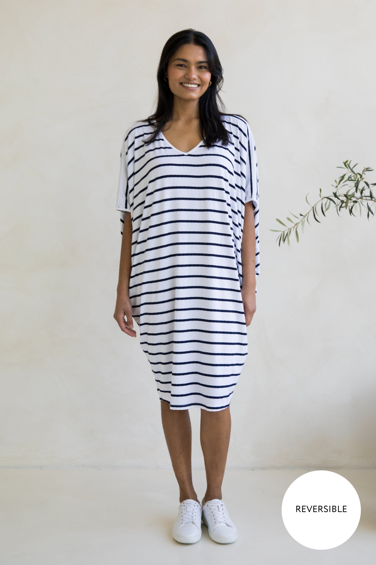 Miracle Dress in Navy/White Stripe