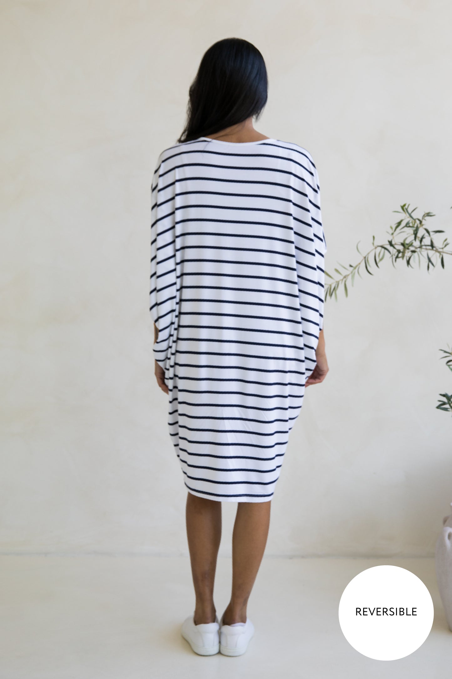 Miracle Dress in Navy/White Stripe