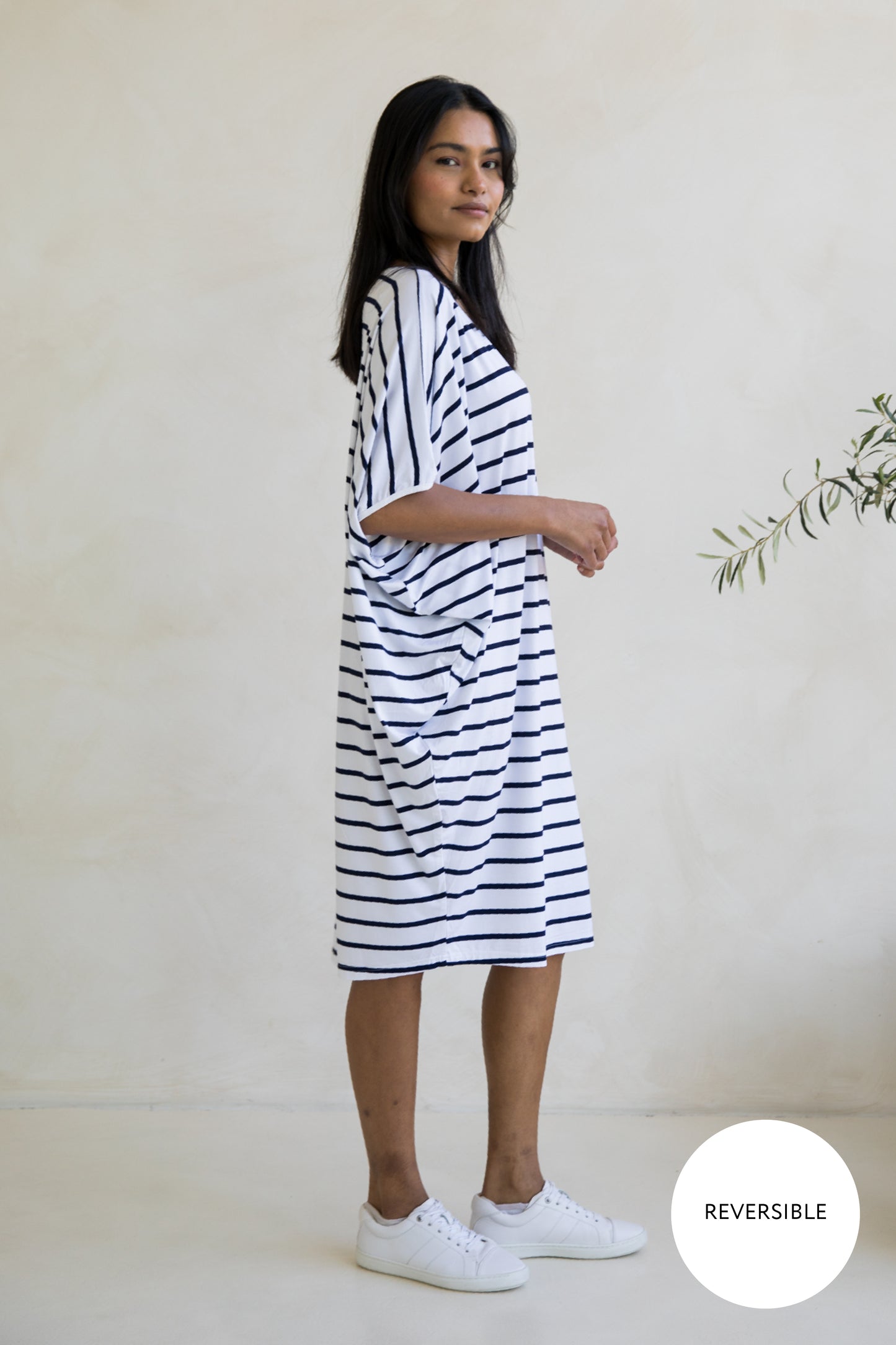 Miracle Dress in Navy/White Stripe