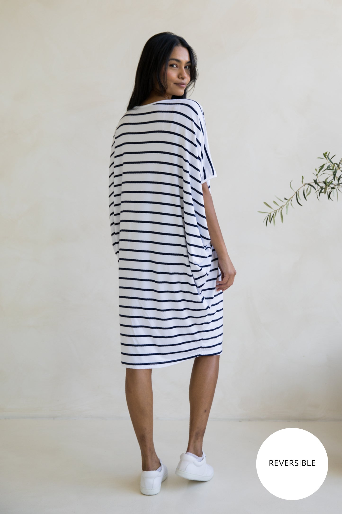 Miracle Dress in Navy/White Stripe