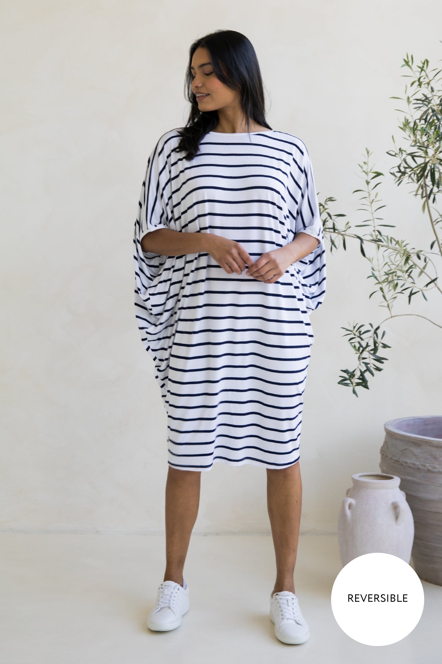 Miracle Dress in Navy/White Stripe