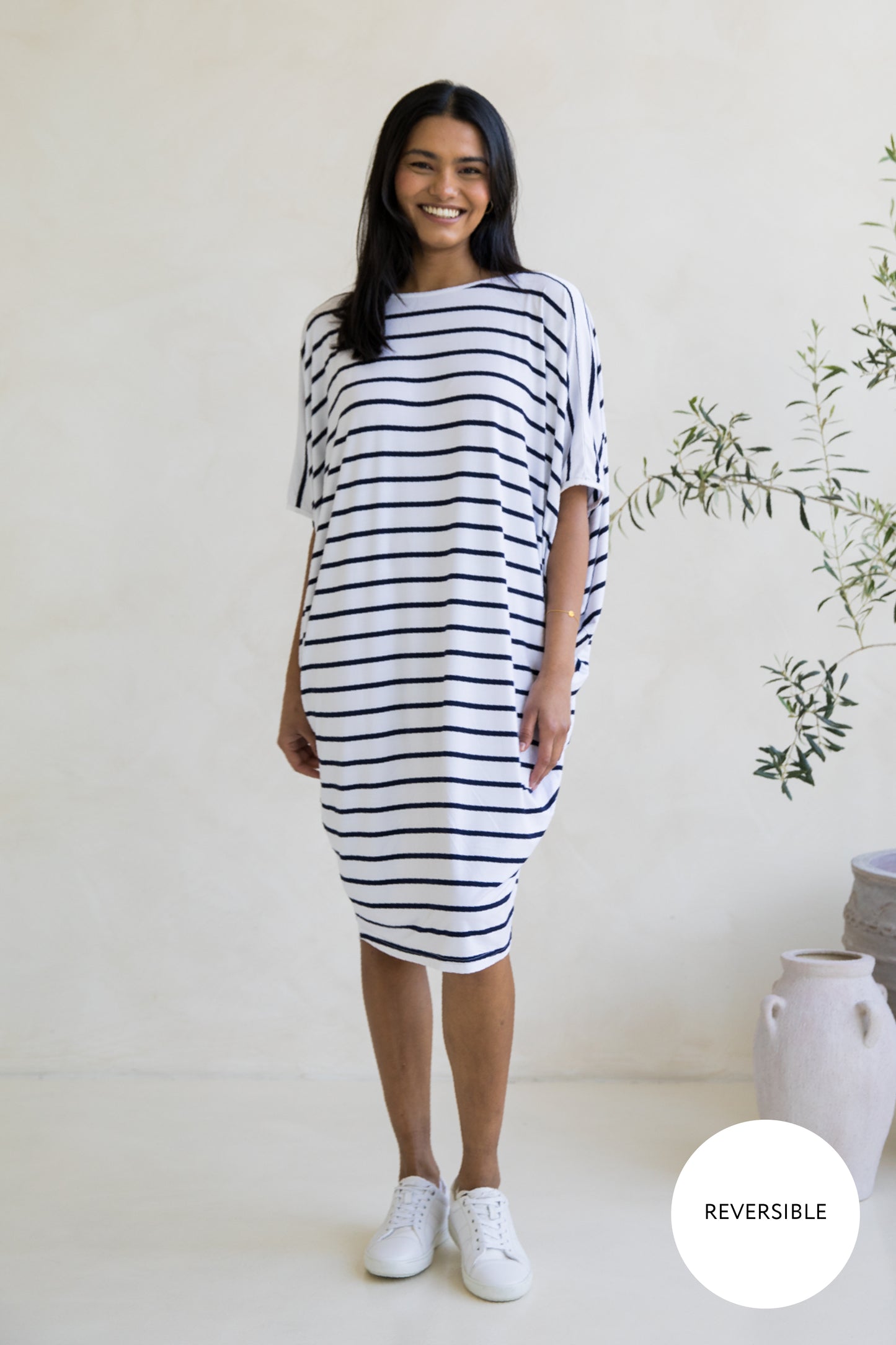 Miracle Dress in Navy/White Stripe