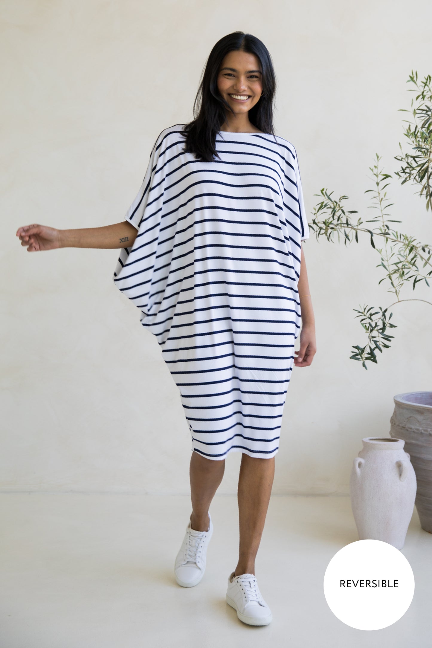 Miracle Dress in Navy/White Stripe