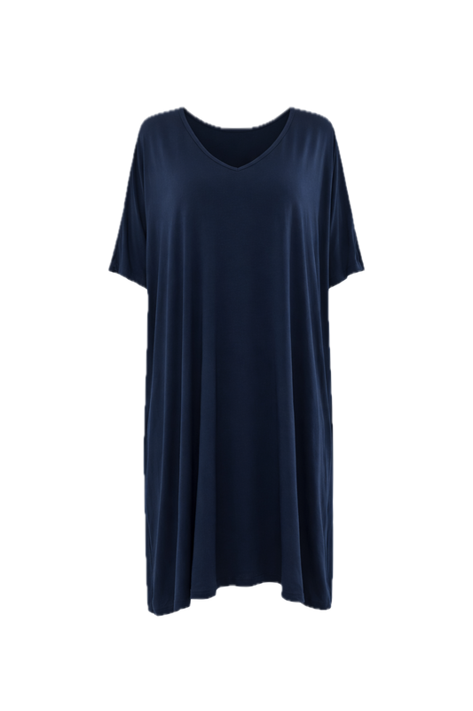NICE Bamboo Short Sleeve Classic Length Dress | Navy