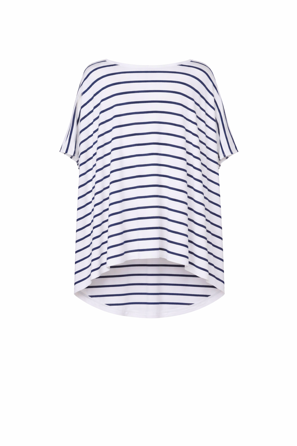 NICE Bamboo Short Sleeve Classic/Longline Top | White/Navy Stripe
