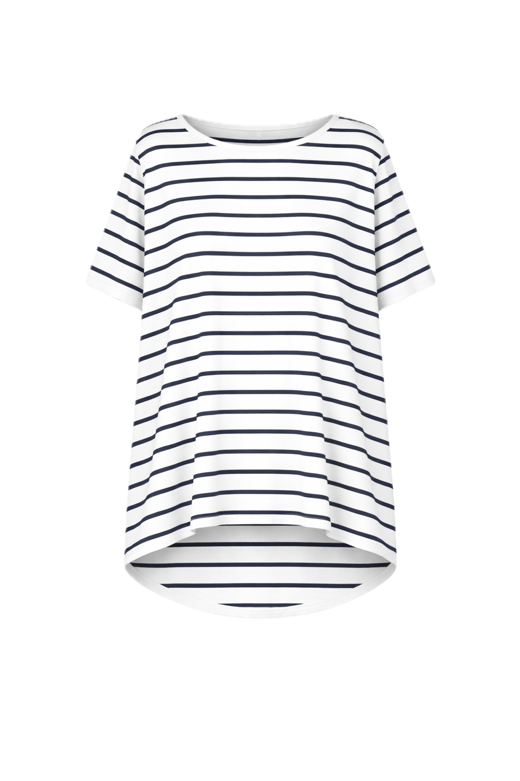 NICE Bamboo Short Sleeve Classic/Longline Top | White/Navy Stripe