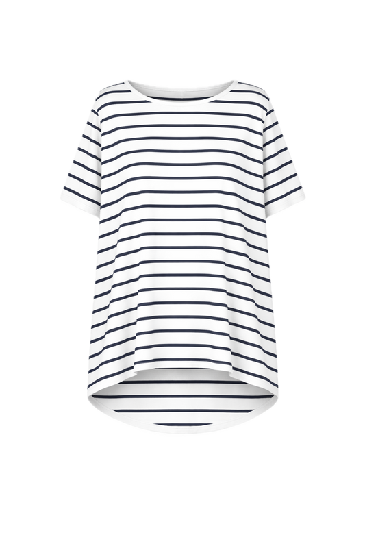 NICE Bamboo Short Sleeve Classic/Longline Top | White/Navy Stripe