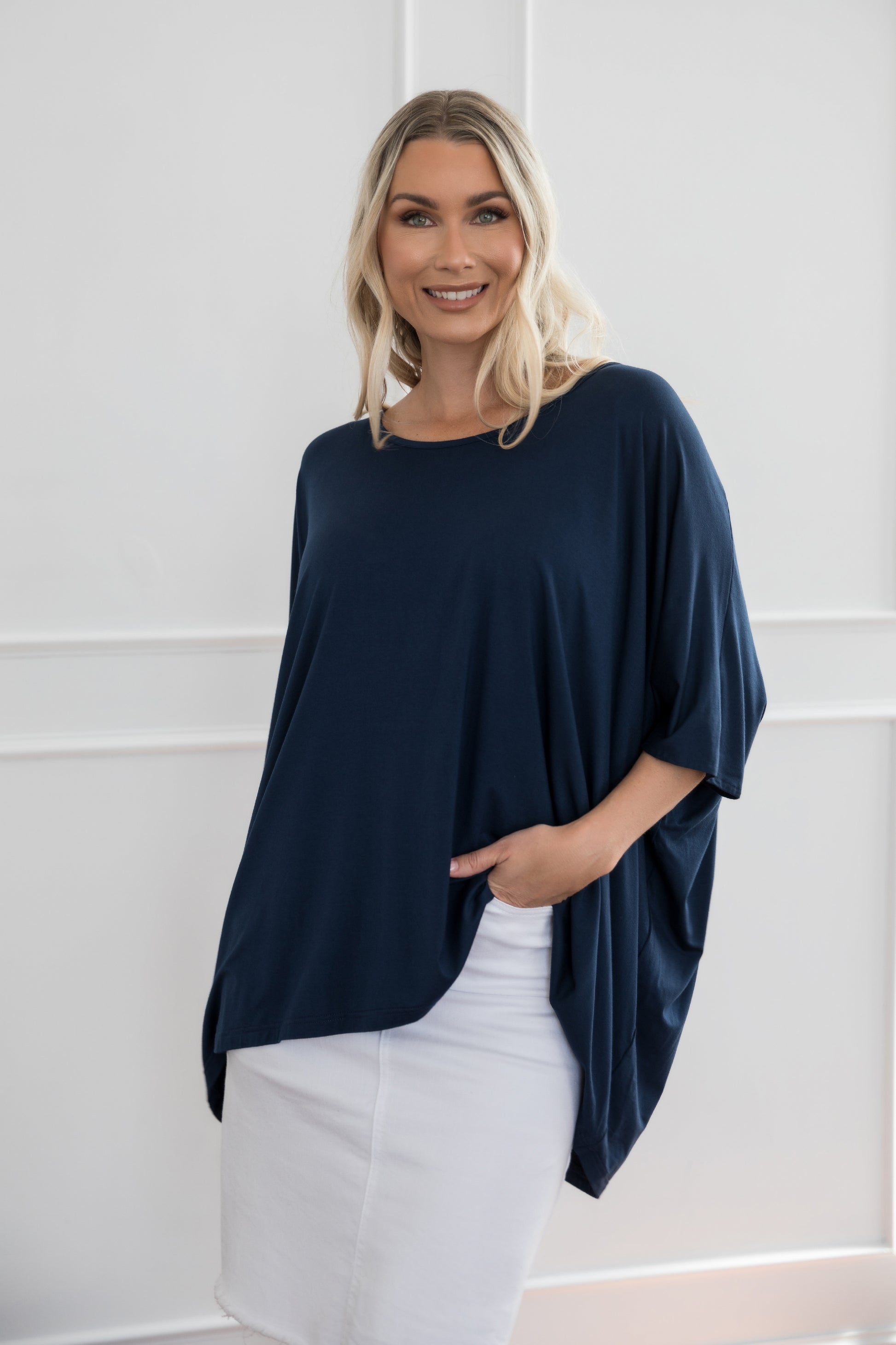 Plus-Sized Navy Tops | PQ Collection | Nice Top