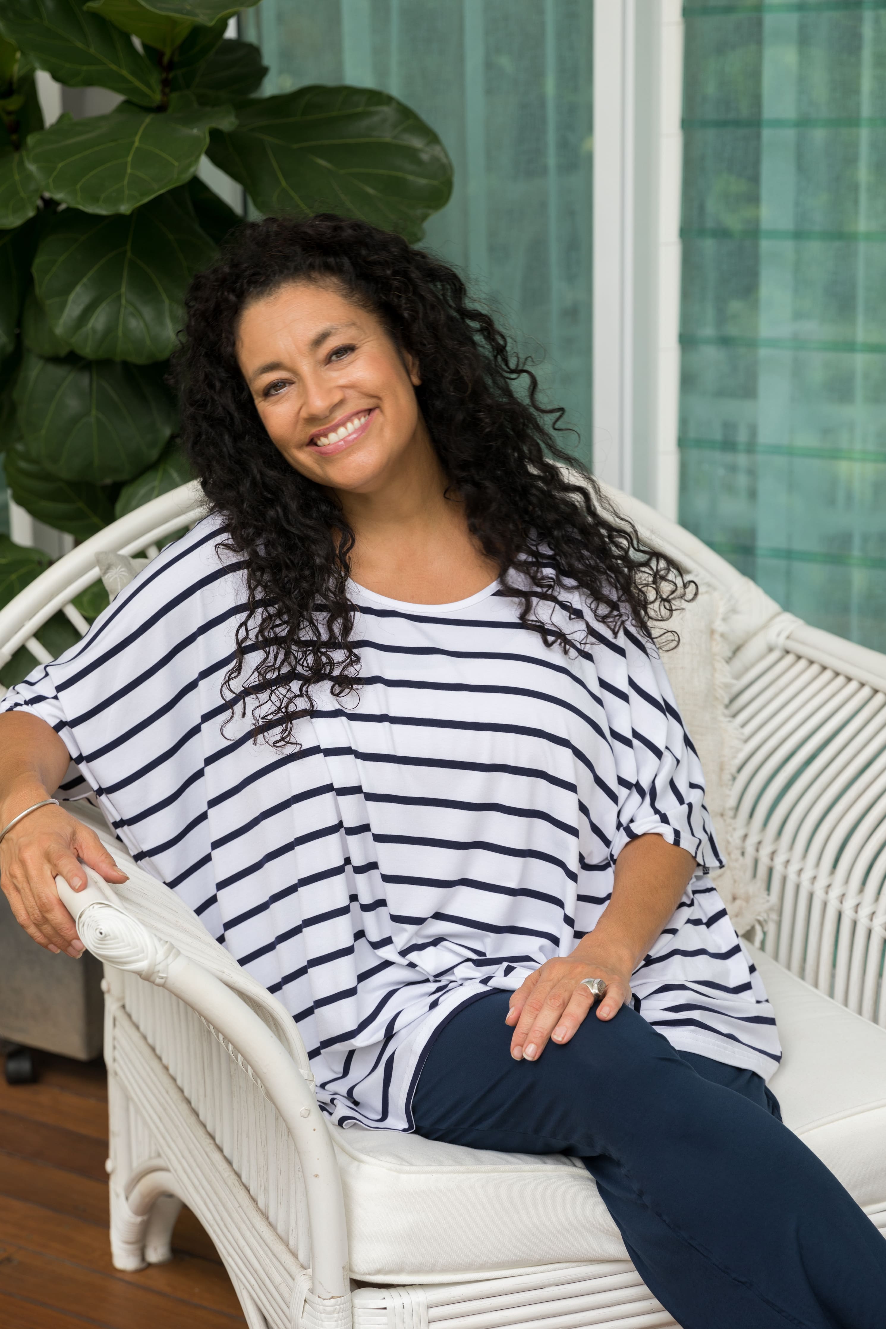 Plus-Sized Navy and White Stripe Tops | PQ Collection | Nice Top