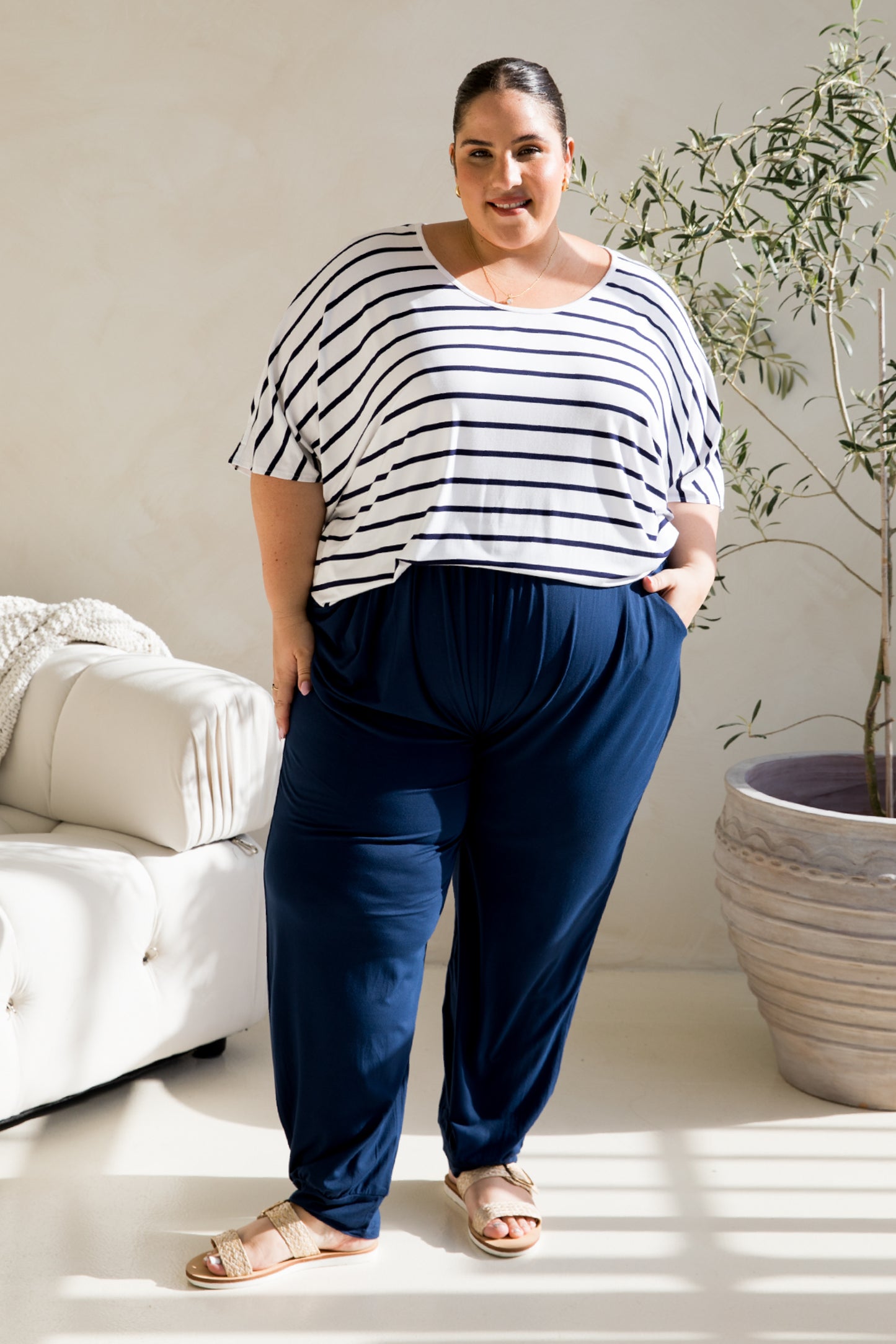 Nice Top | Navy/White Stripe