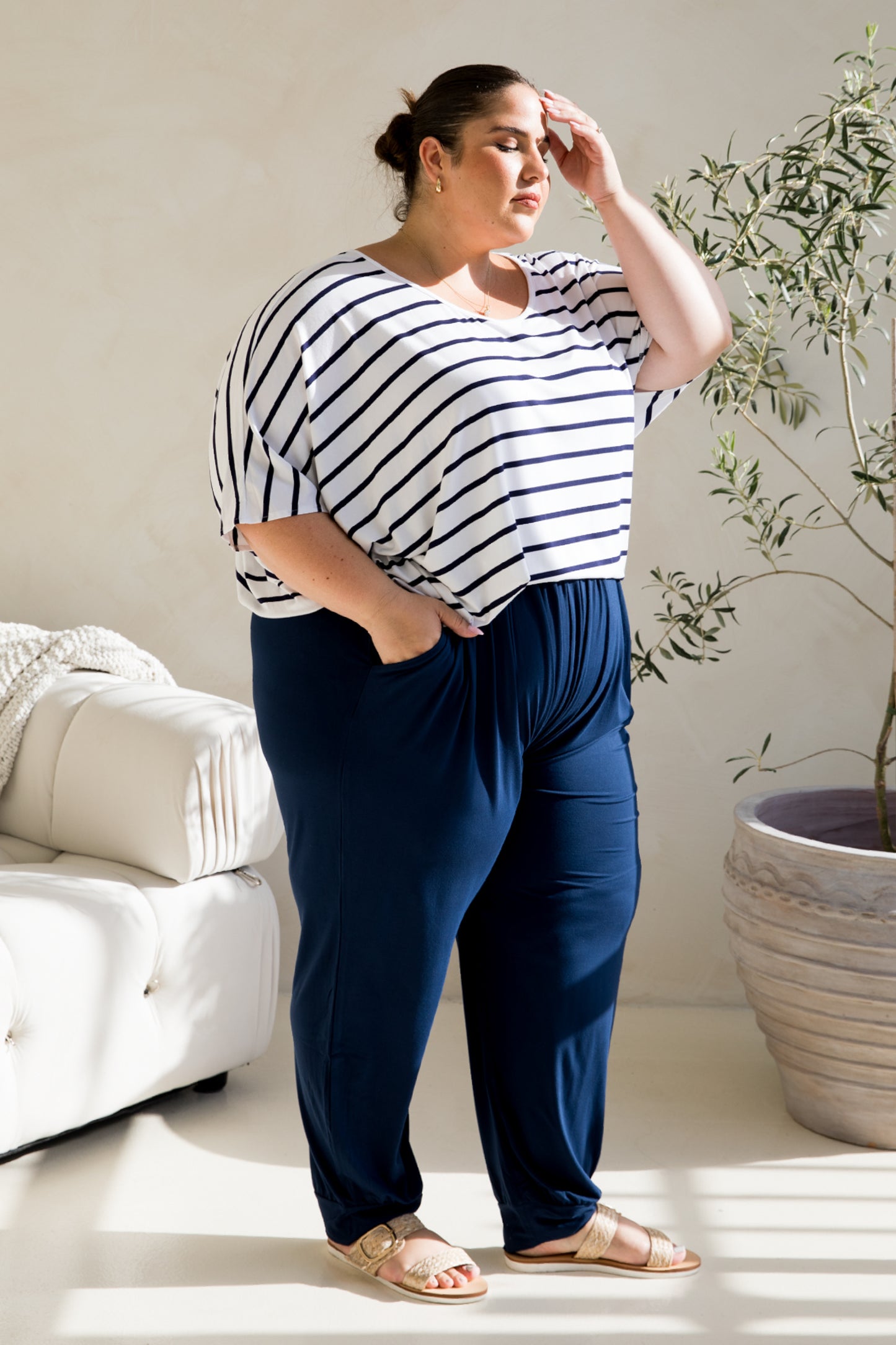 Nice Top | Navy/White Stripe