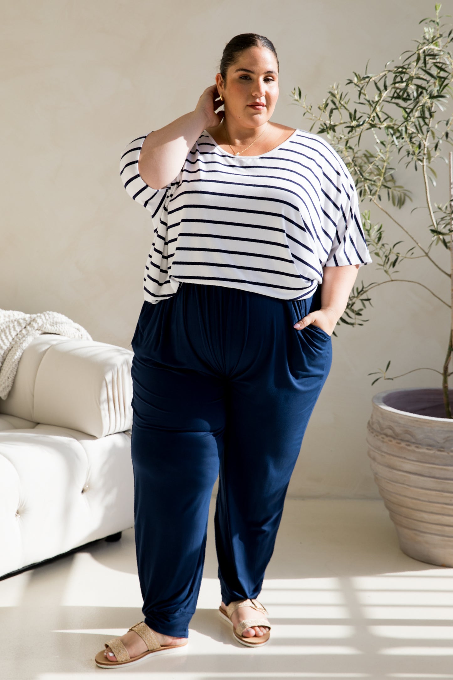 Nice Top | Navy/White Stripe