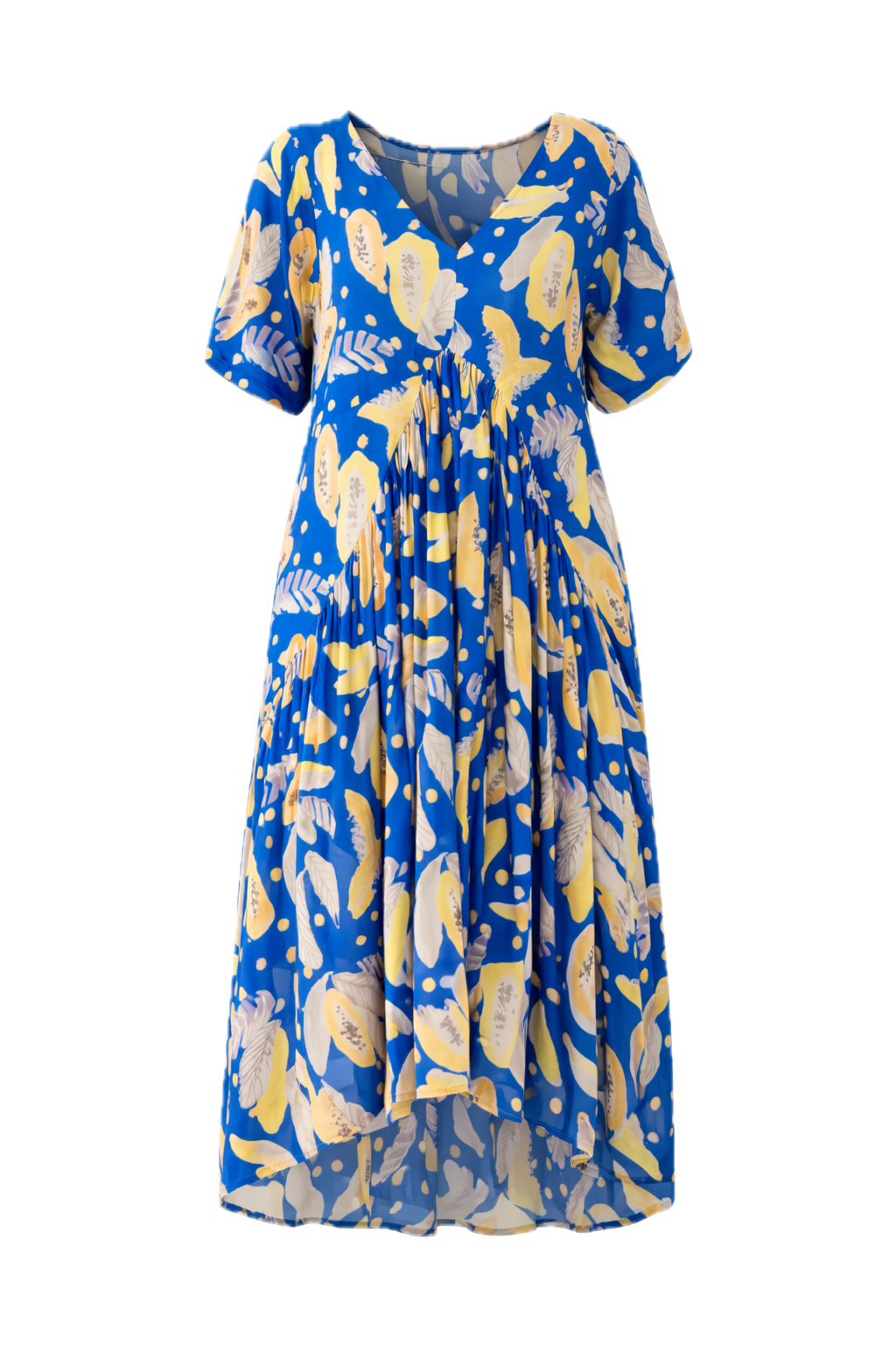 PEAK Rayon Short Sleeve Hi Lo Maxi Dress | Blue Fruit Punch | FINAL SALE