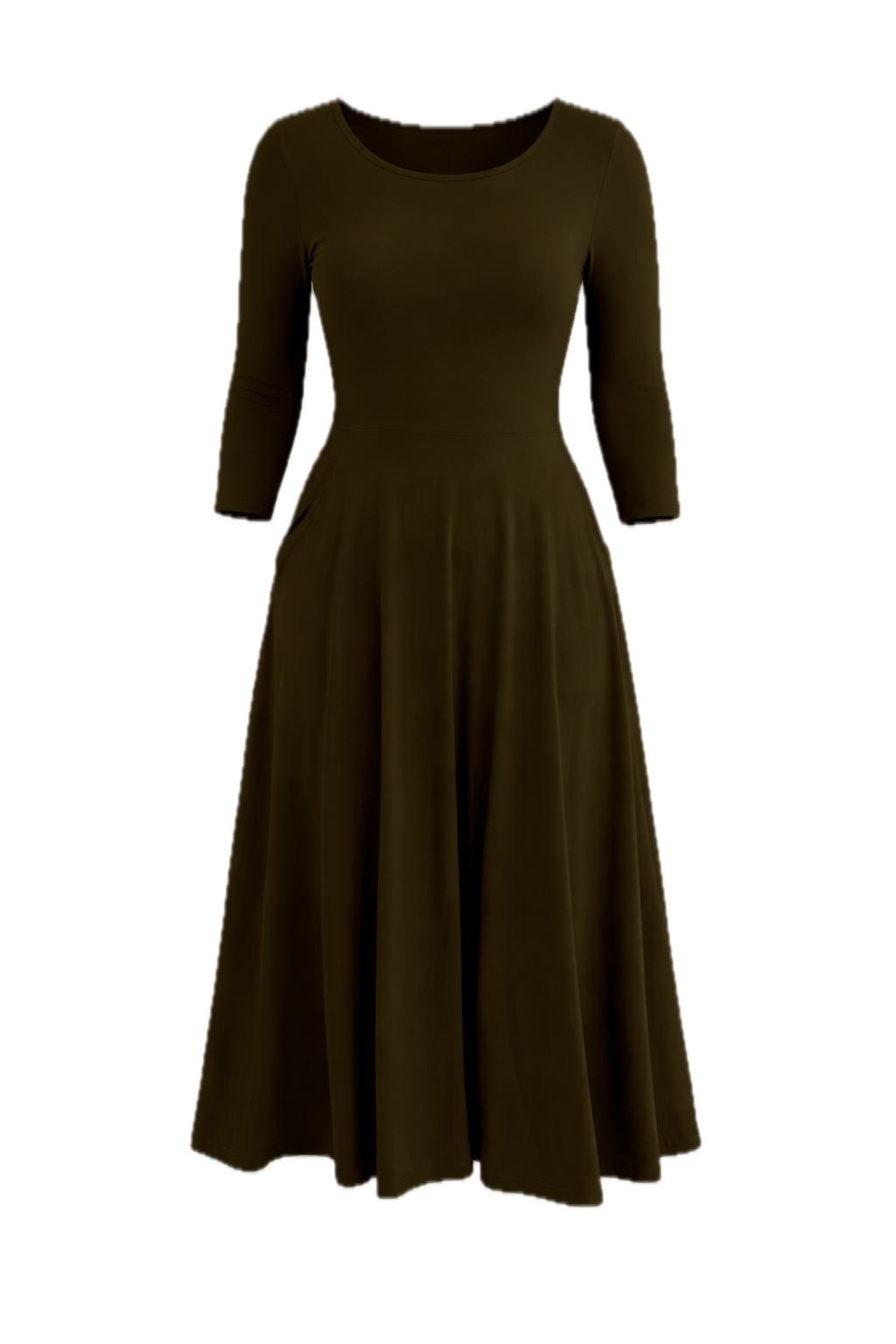 PENELOPE Bamboo Demi Sleeve Classic/Midi Dress | Moss Green | FINAL SALE