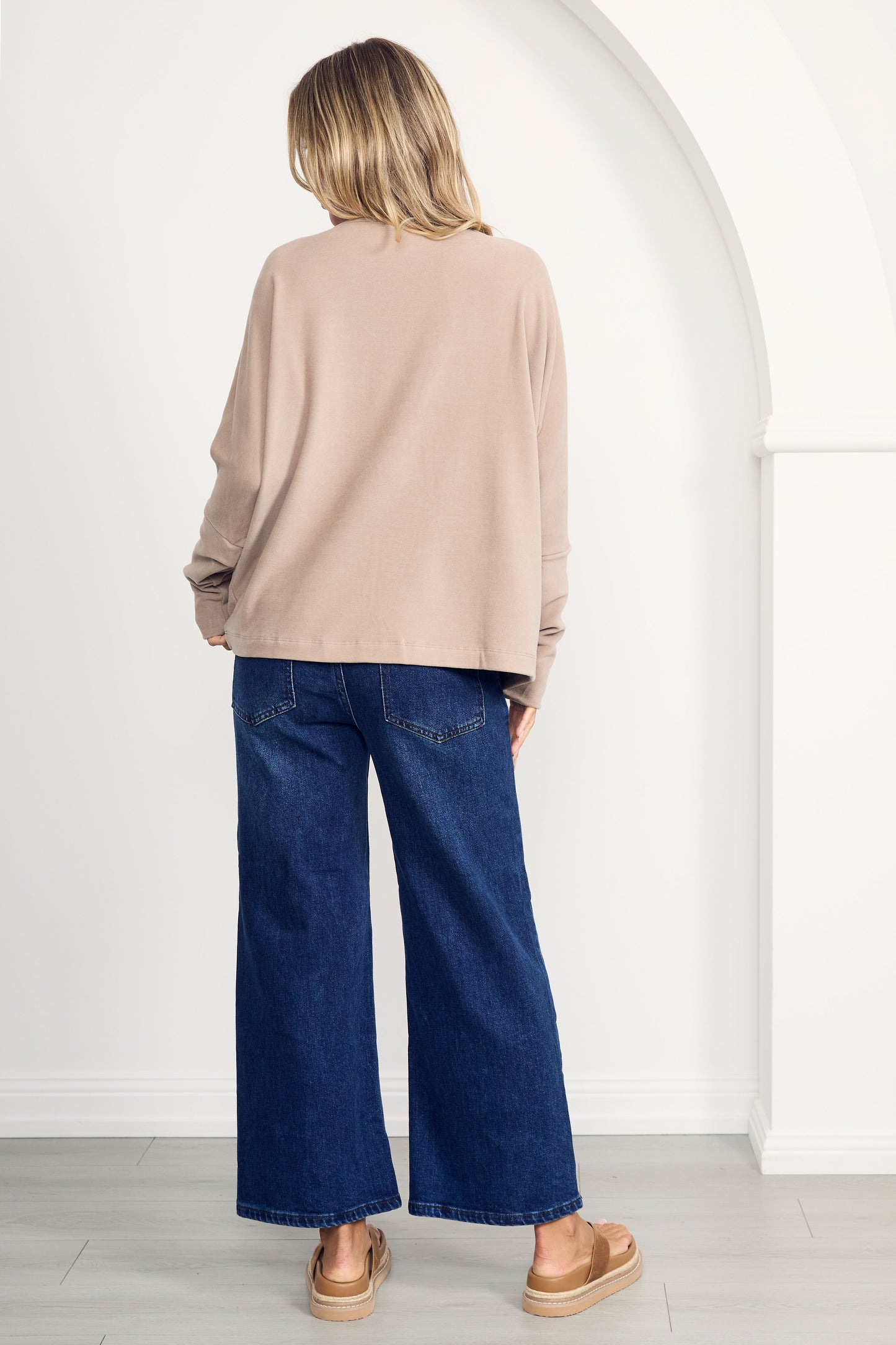 PENNIE Knit Long Sleeve Classic Length Top | Taupe