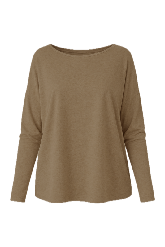 PENNIE Lounge Long Sleeve Classic Length Top | Taupe